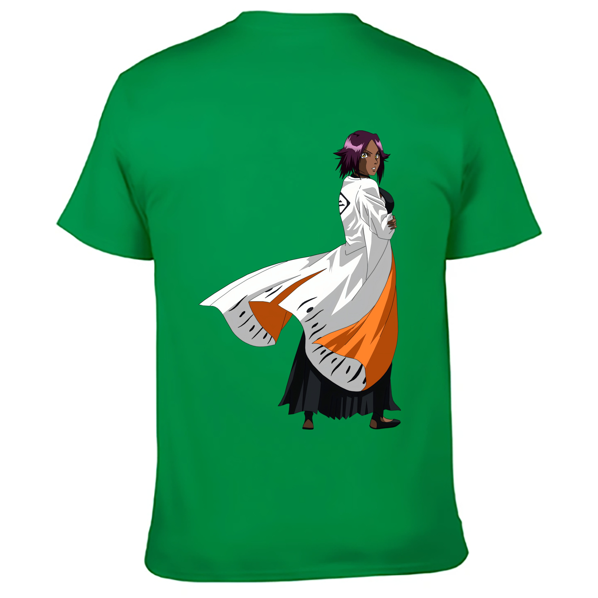 （画像用） ブリーチ 四楓院 夜一（しほういん よるいち） BLEACH Shihouin Yoruichi 綿100％ メンズ半袖Tシャツ（バックプリント） 通気性