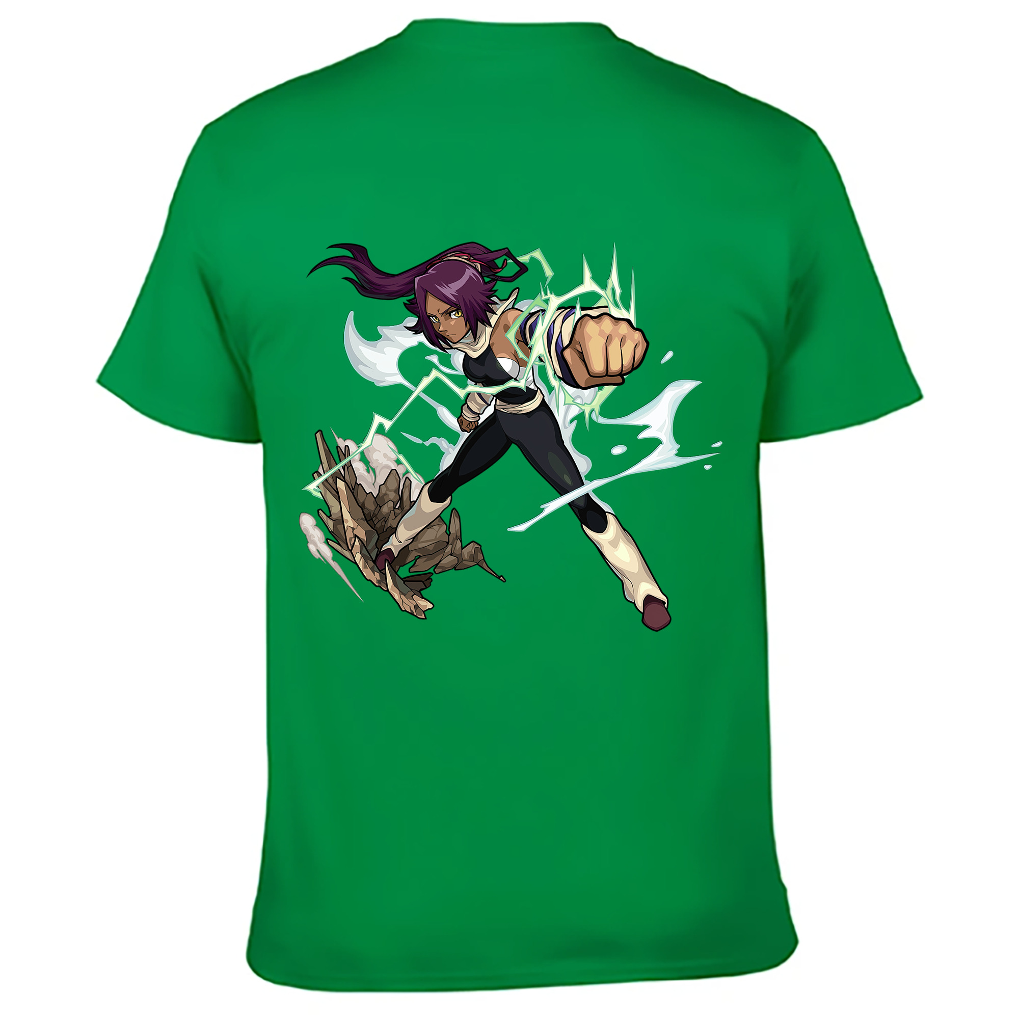 （画像用） ブリーチ 四楓院 夜一（しほういん よるいち） BLEACH Shihouin Yoruichi 綿100％ メンズ半袖Tシャツ（バックプリント） 通気性