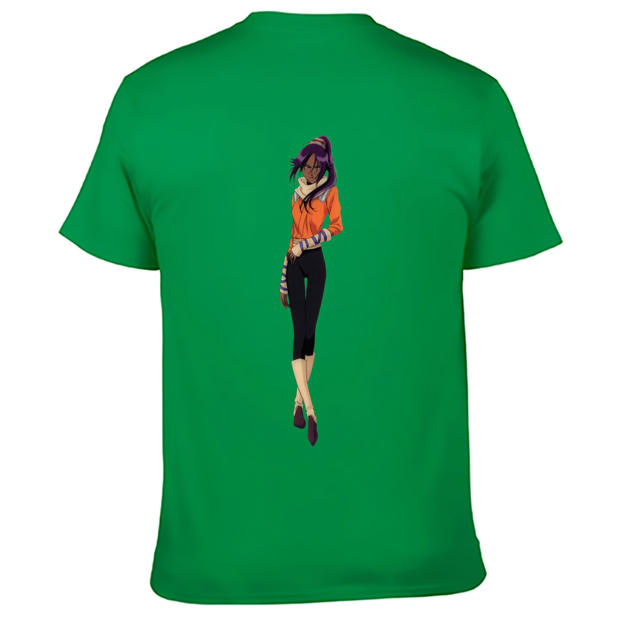 （画像用） ブリーチ 四楓院 夜一（しほういん よるいち） BLEACH Shihouin Yoruichi 綿100％ メンズ半袖Tシャツ（バックプリント） 通気性