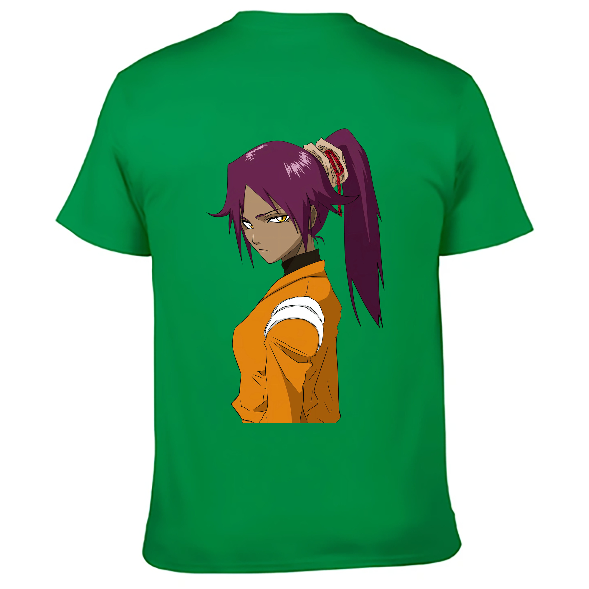 （画像用） ブリーチ 四楓院 夜一（しほういん よるいち） BLEACH Shihouin Yoruichi 綿100％ メンズ半袖Tシャツ（バックプリント） 通気性