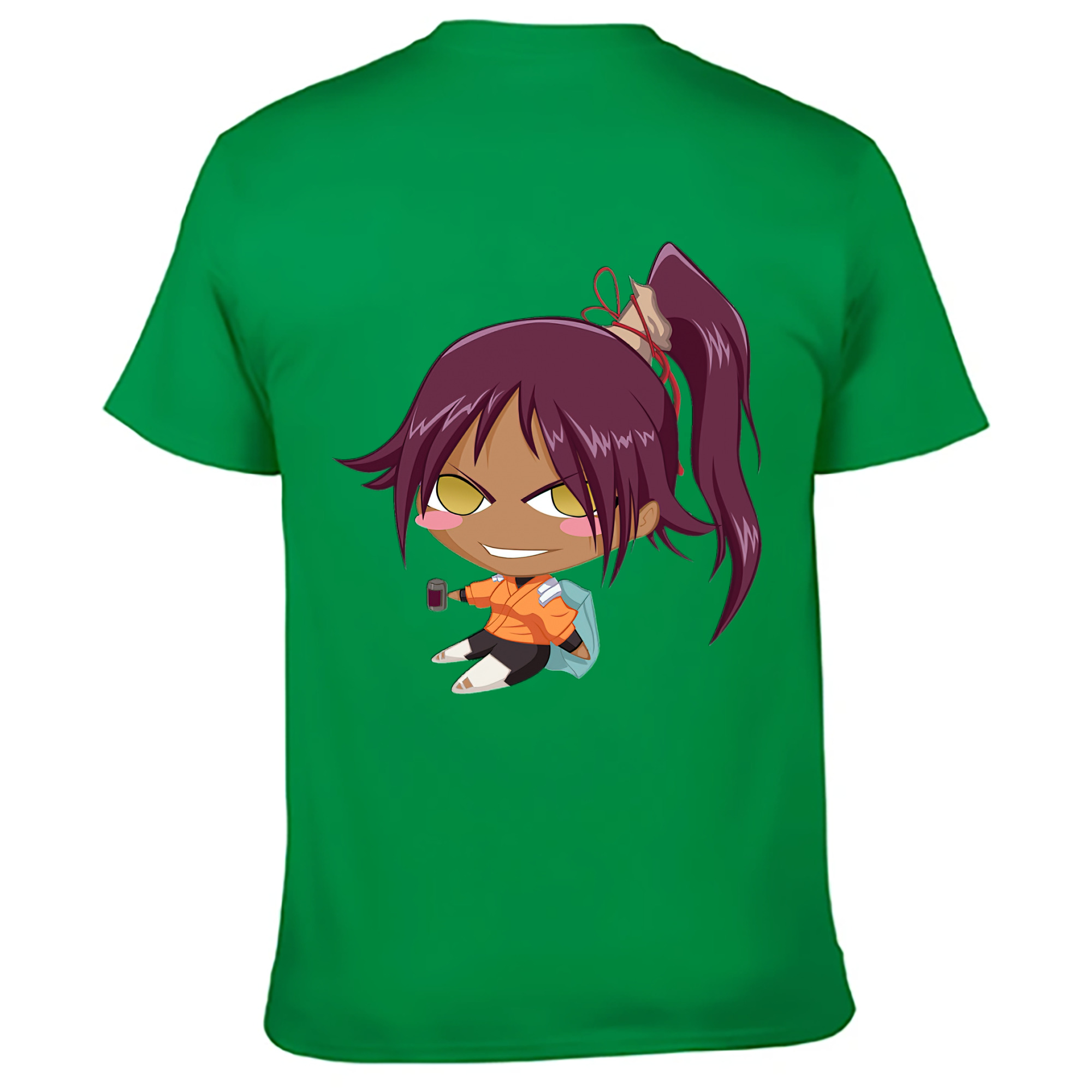 （画像用） ブリーチ 四楓院 夜一（しほういん よるいち） BLEACH Shihouin Yoruichi 綿100％ メンズ半袖Tシャツ（バックプリント） 通気性