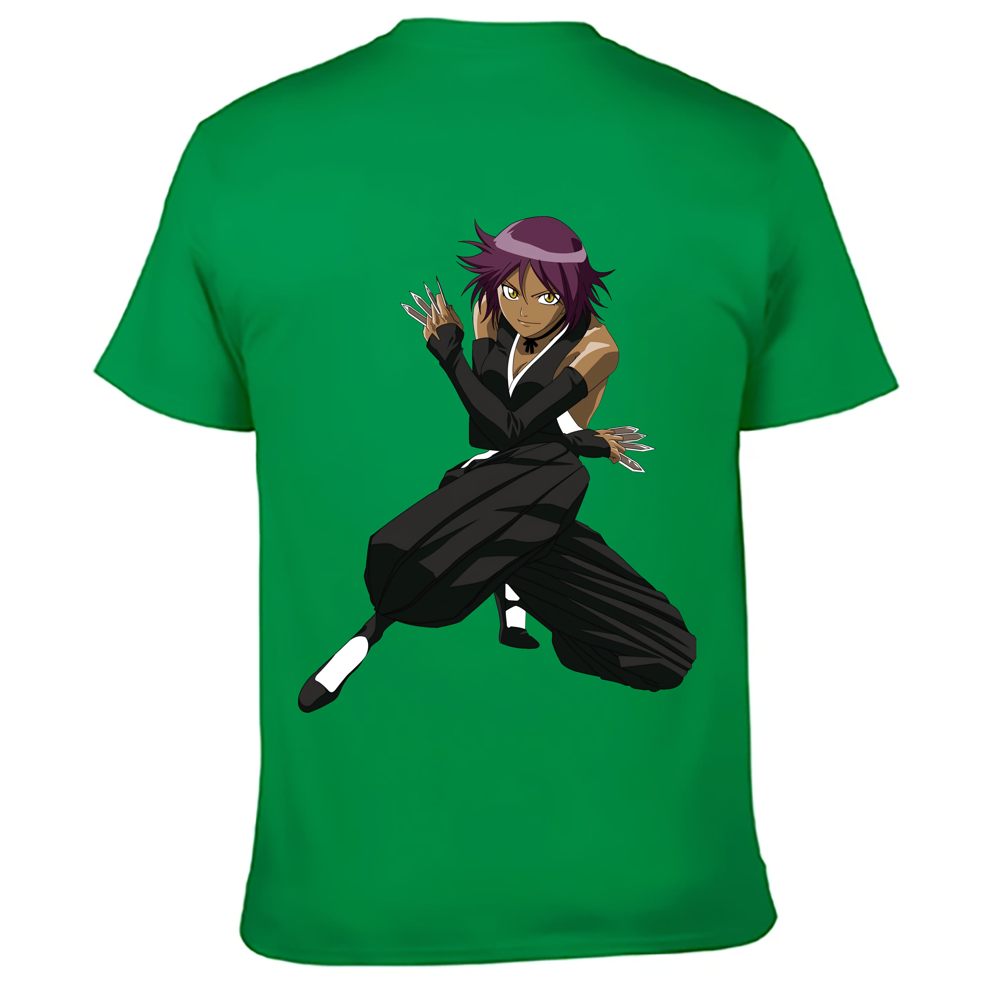 （画像用） ブリーチ 四楓院 夜一（しほういん よるいち） BLEACH Shihouin Yoruichi 綿100％ メンズ半袖Tシャツ（バックプリント） 通気性
