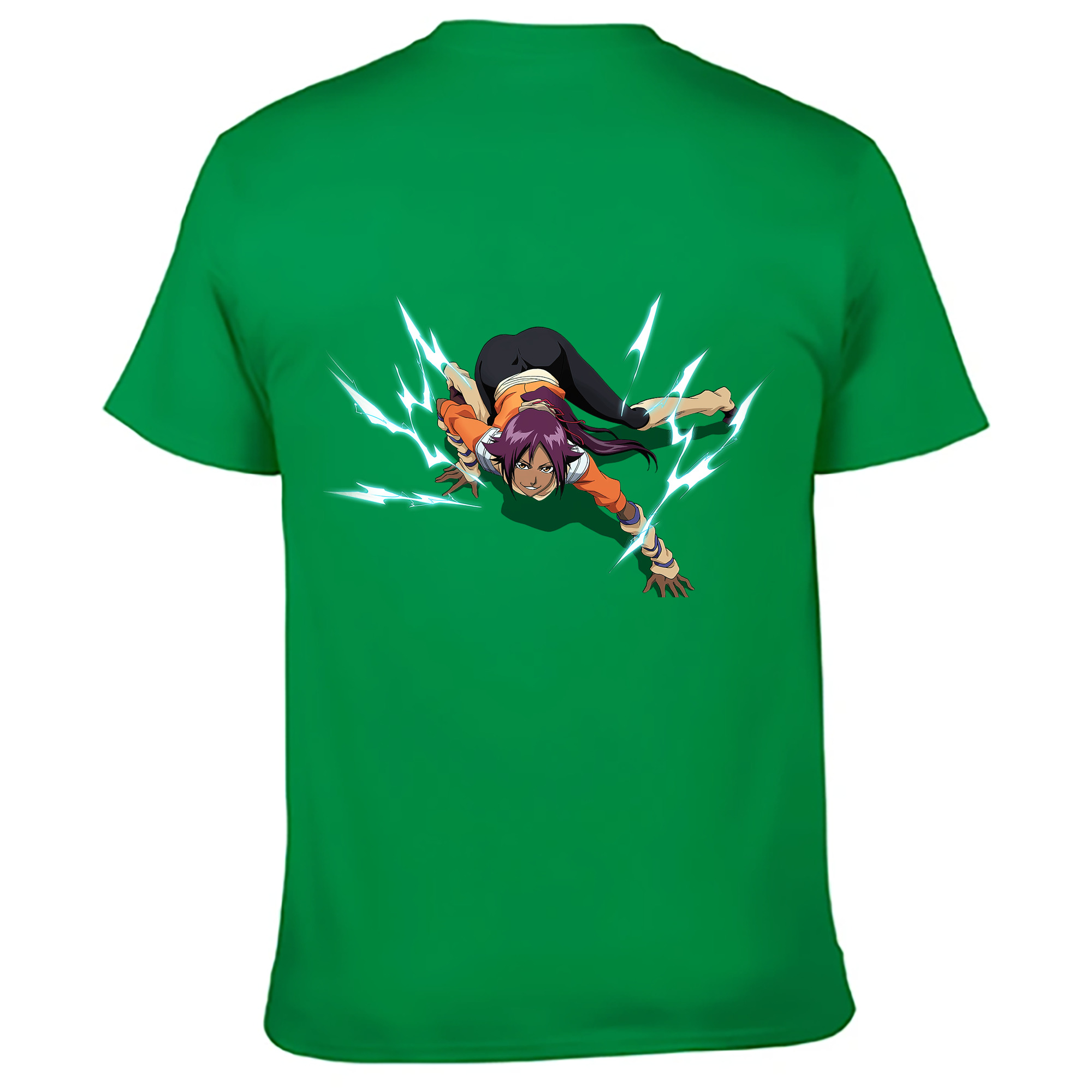 （画像用） ブリーチ 四楓院 夜一（しほういん よるいち） BLEACH Shihouin Yoruichi 綿100％ メンズ半袖Tシャツ（バックプリント） 通気性