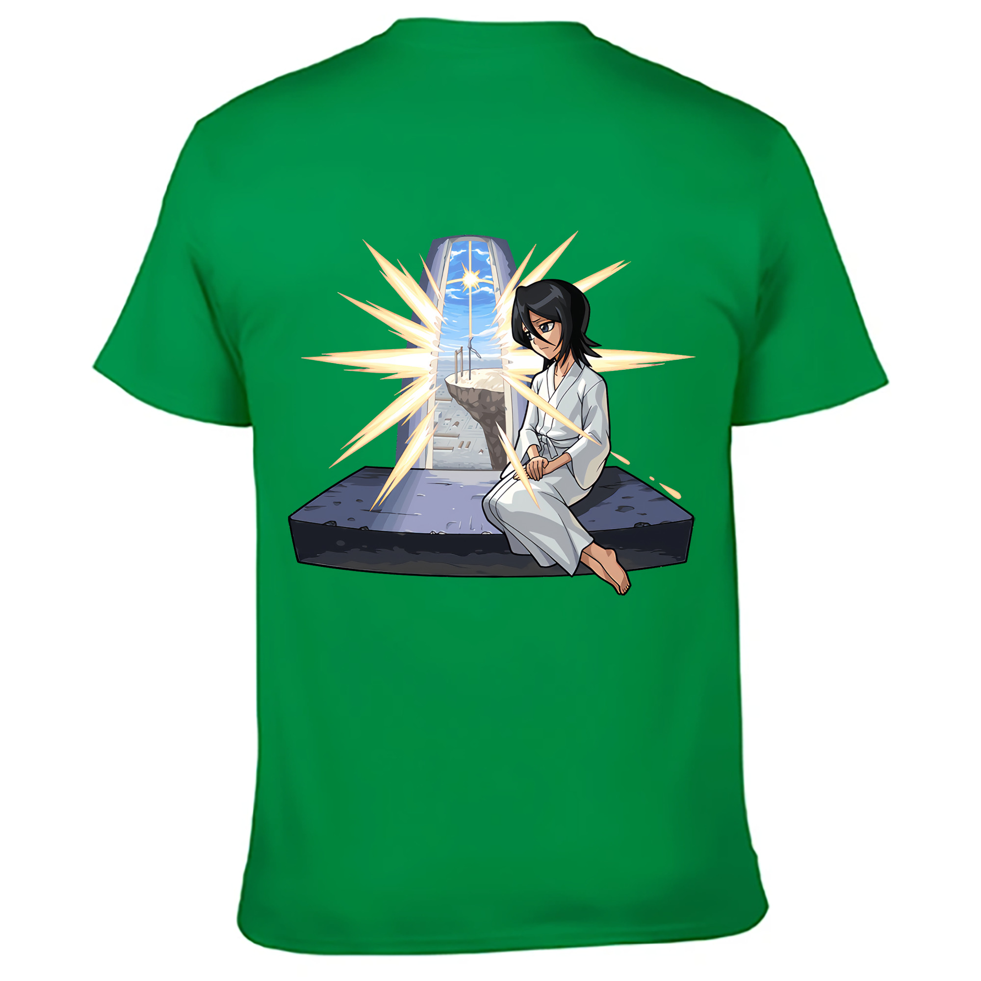 （画像用） ブリーチ 朽木ルキア BLEACH Kuchiki Rukia 綿100％ メンズ半袖Tシャツ（バックプリント） 通気性