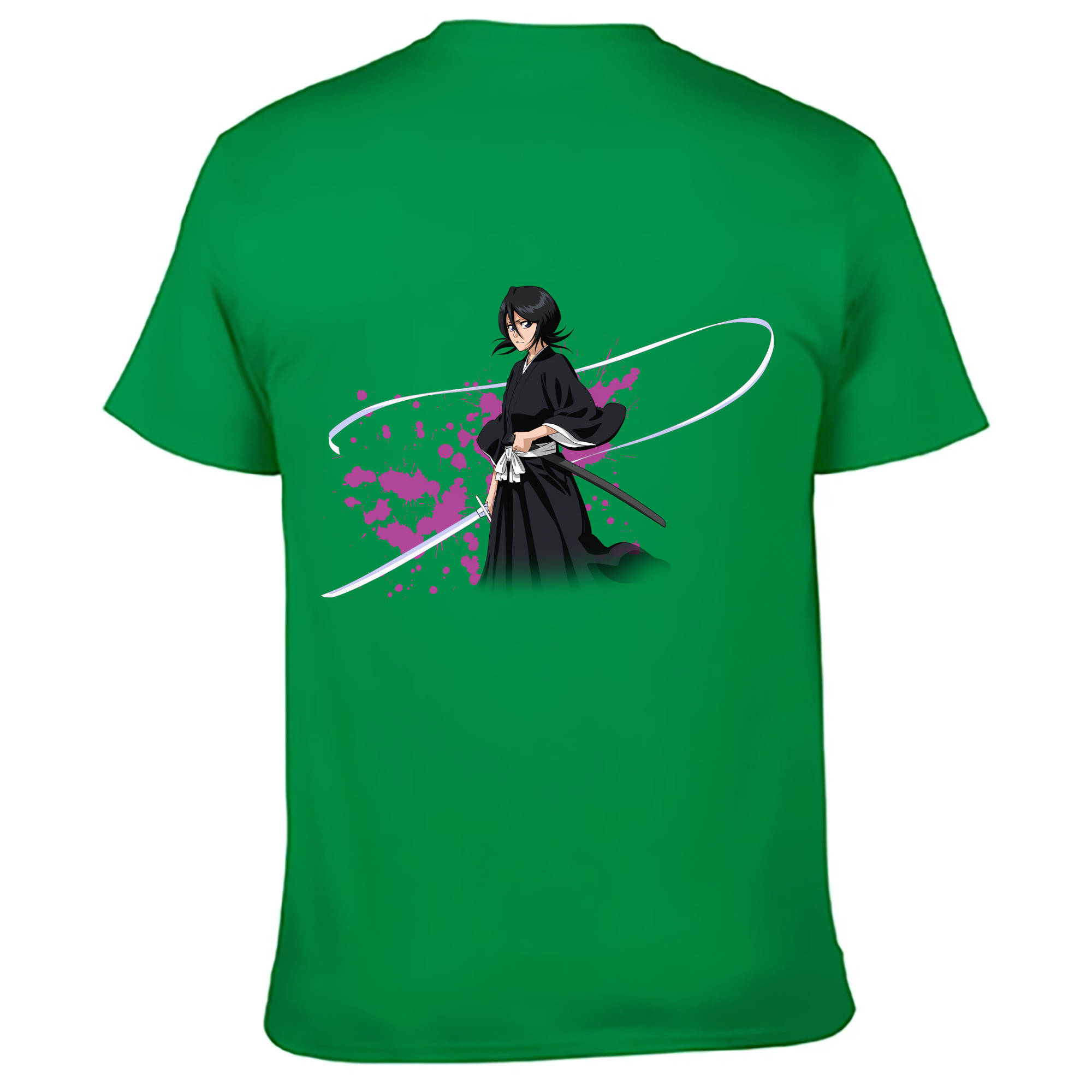 （画像用） ブリーチ 朽木ルキア BLEACH Kuchiki Rukia 綿100％ メンズ半袖Tシャツ（バックプリント） 通気性