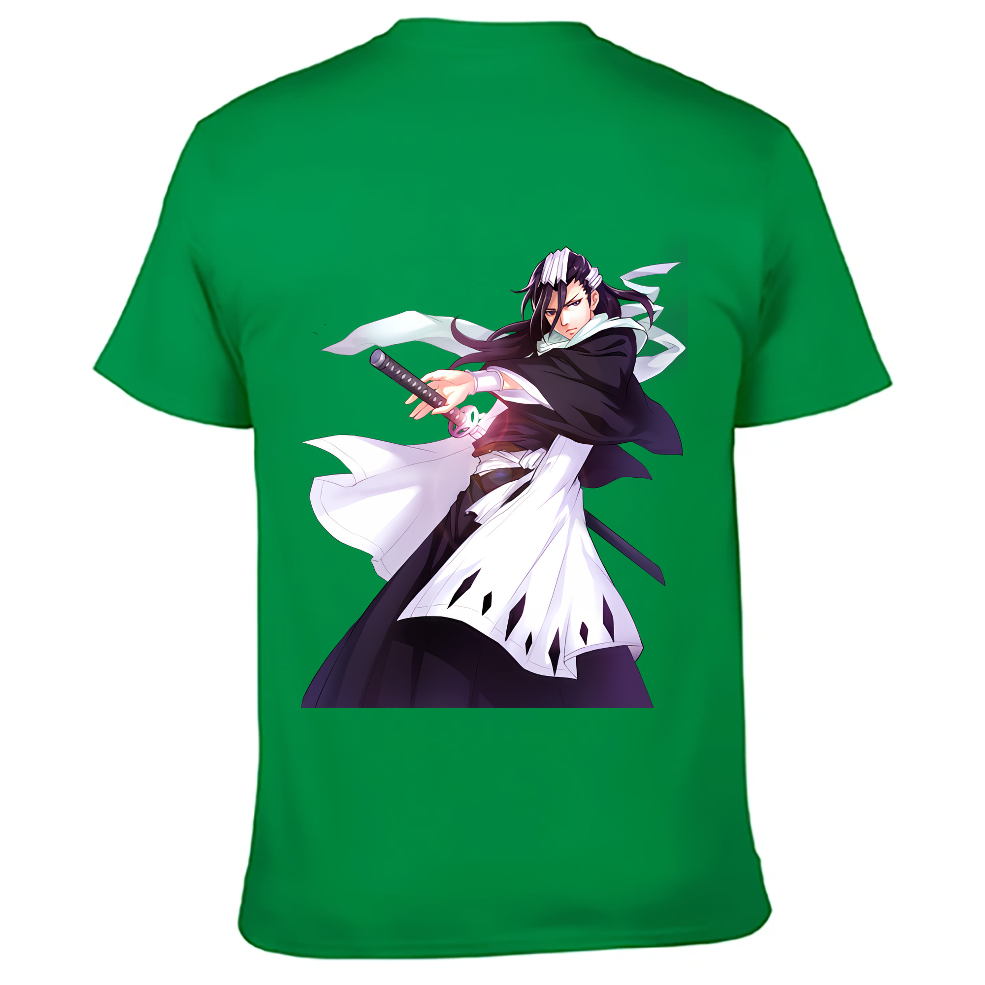 （画像用） ブリーチ くちき びゃくや BLEACH Kuchiki Byakuya 綿100％ メンズ半袖Tシャツ（バックプリント） 通気性