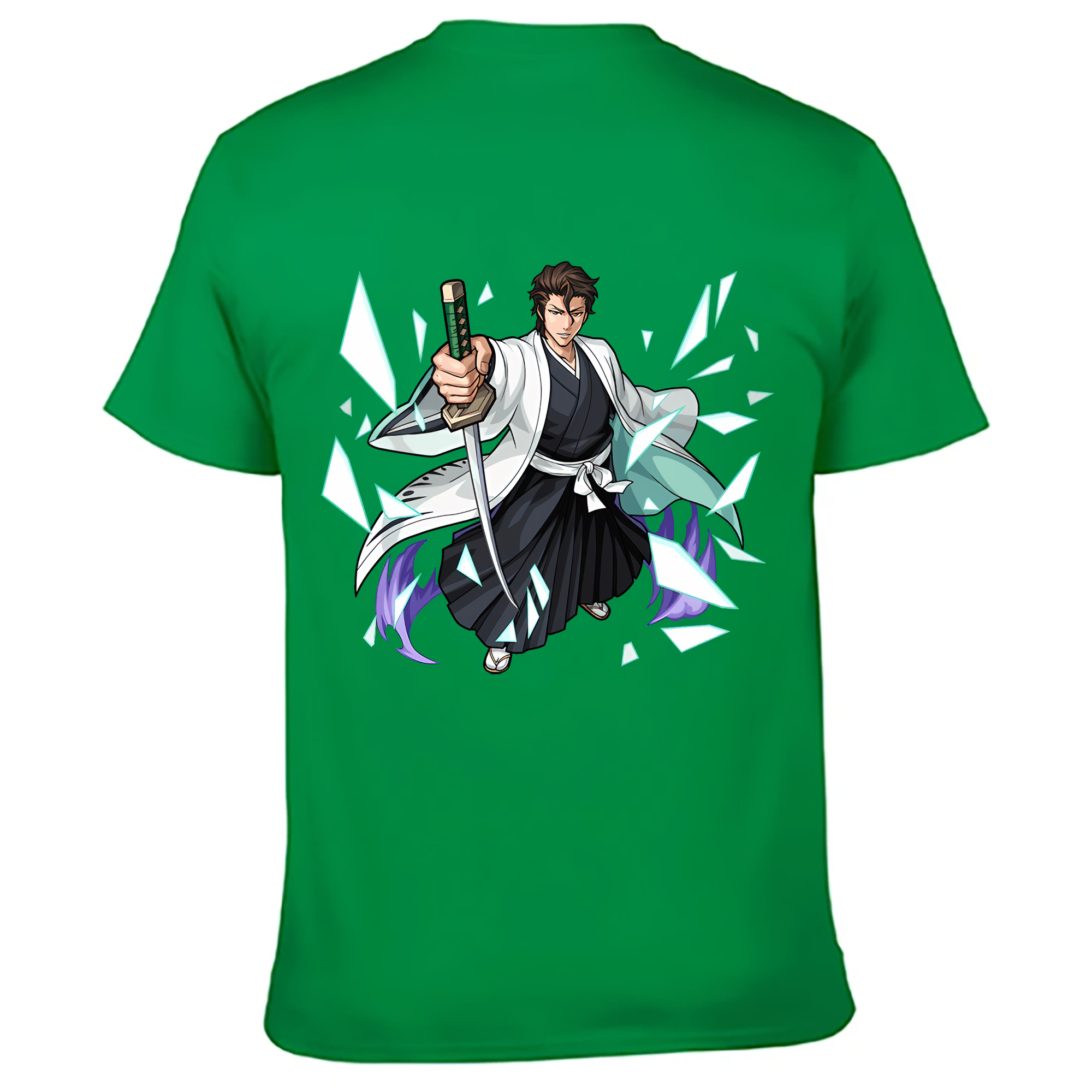 （画像用） ブリーチ 藍染 惣右介（あいぜん そうすけ） BLEACH Aizen Sousuke 綿100％ メンズ半袖Tシャツ（バックプリント） 通気性