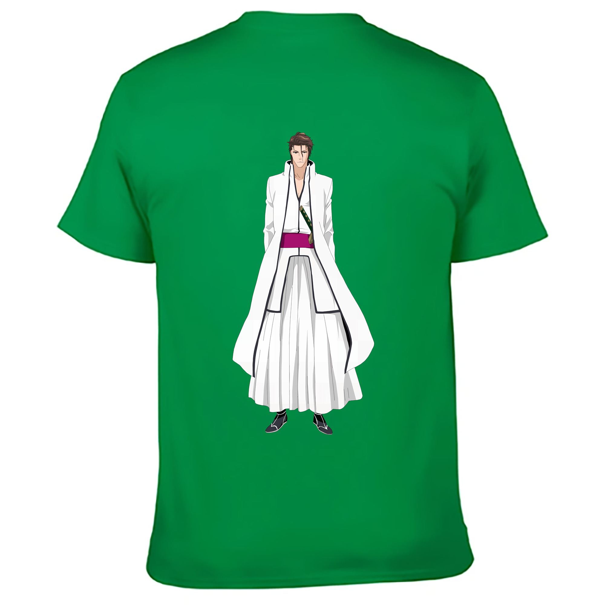 （画像用） ブリーチ 藍染 惣右介（あいぜん そうすけ） BLEACH Aizen Sousuke 綿100％ メンズ半袖Tシャツ（バックプリント） 通気性