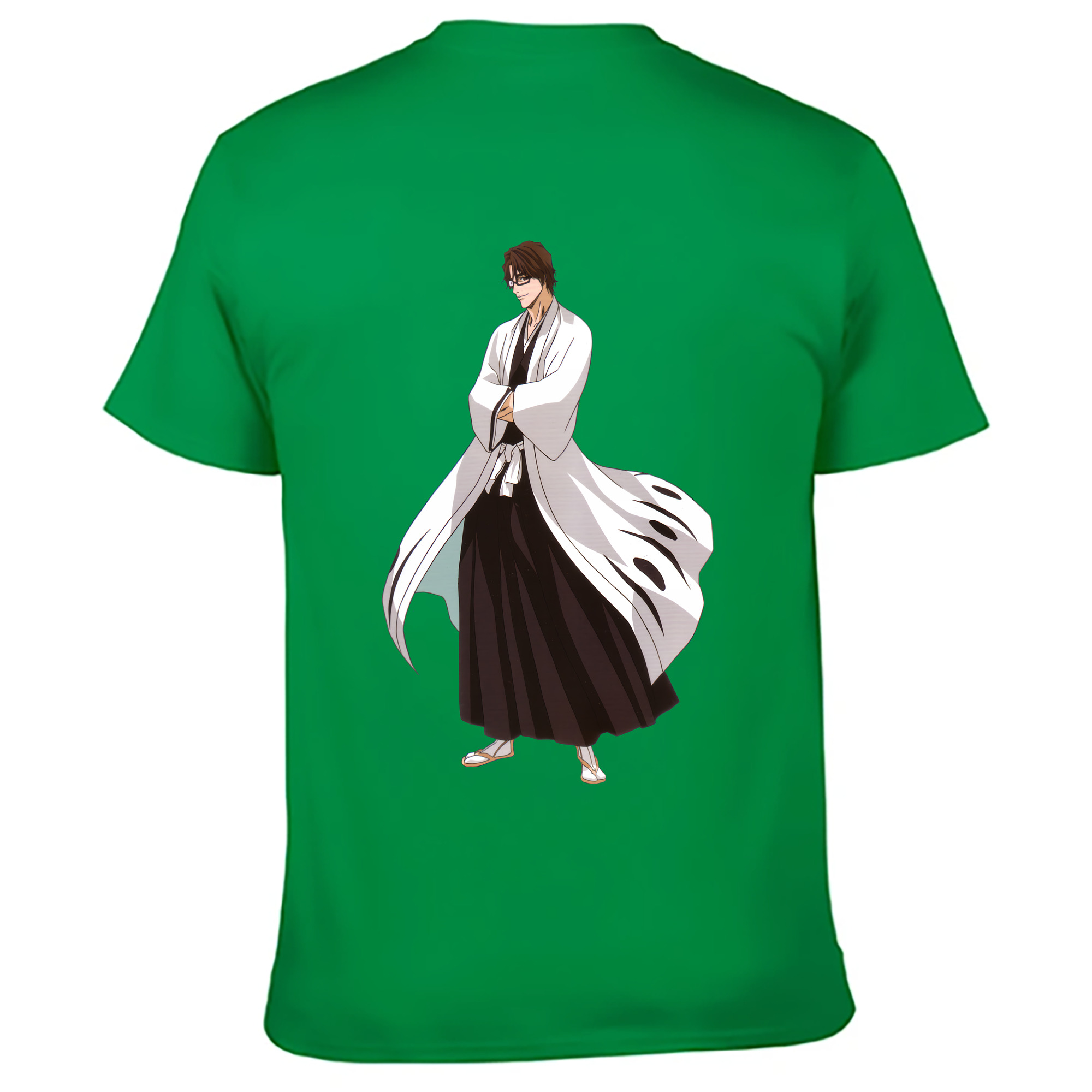 （画像用） ブリーチ 藍染 惣右介（あいぜん そうすけ） BLEACH Aizen Sousuke 綿100％ メンズ半袖Tシャツ（バックプリント） 通気性