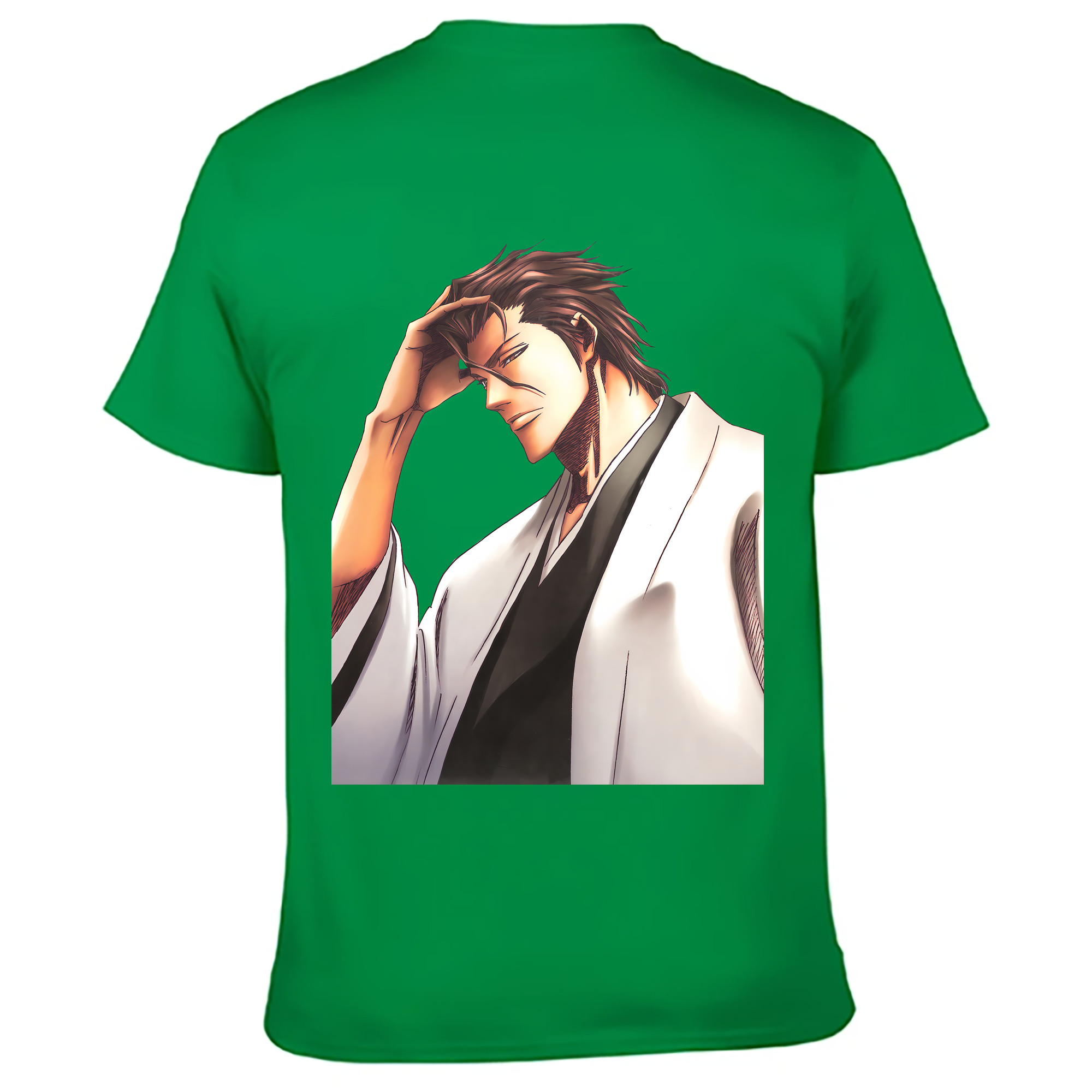 （画像用） ブリーチ 藍染 惣右介（あいぜん そうすけ） BLEACH Aizen Sousuke 綿100％ メンズ半袖Tシャツ（バックプリント） 通気性