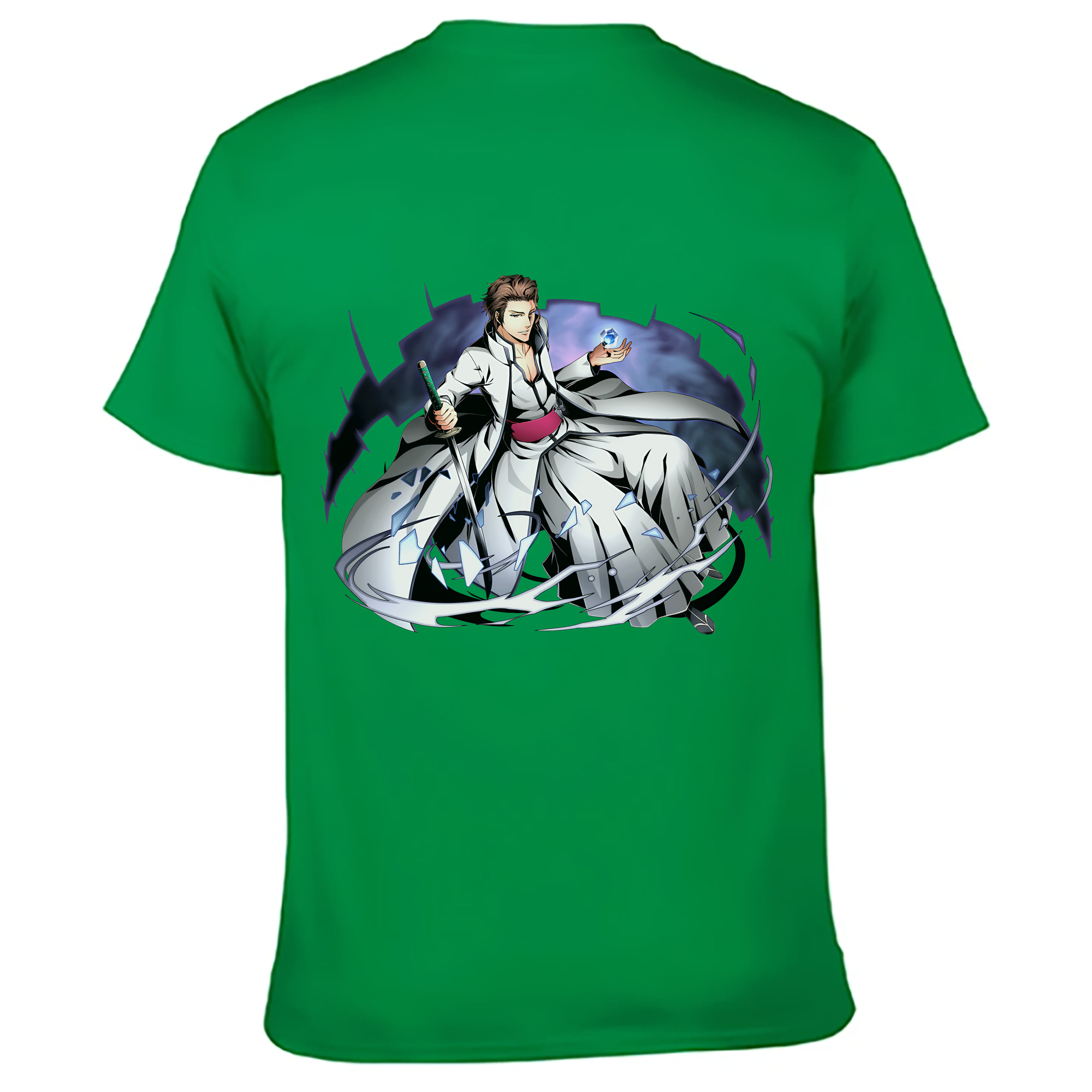 （画像用） ブリーチ 藍染 惣右介（あいぜん そうすけ） BLEACH Aizen Sousuke 綿100％ メンズ半袖Tシャツ（バックプリント） 通気性