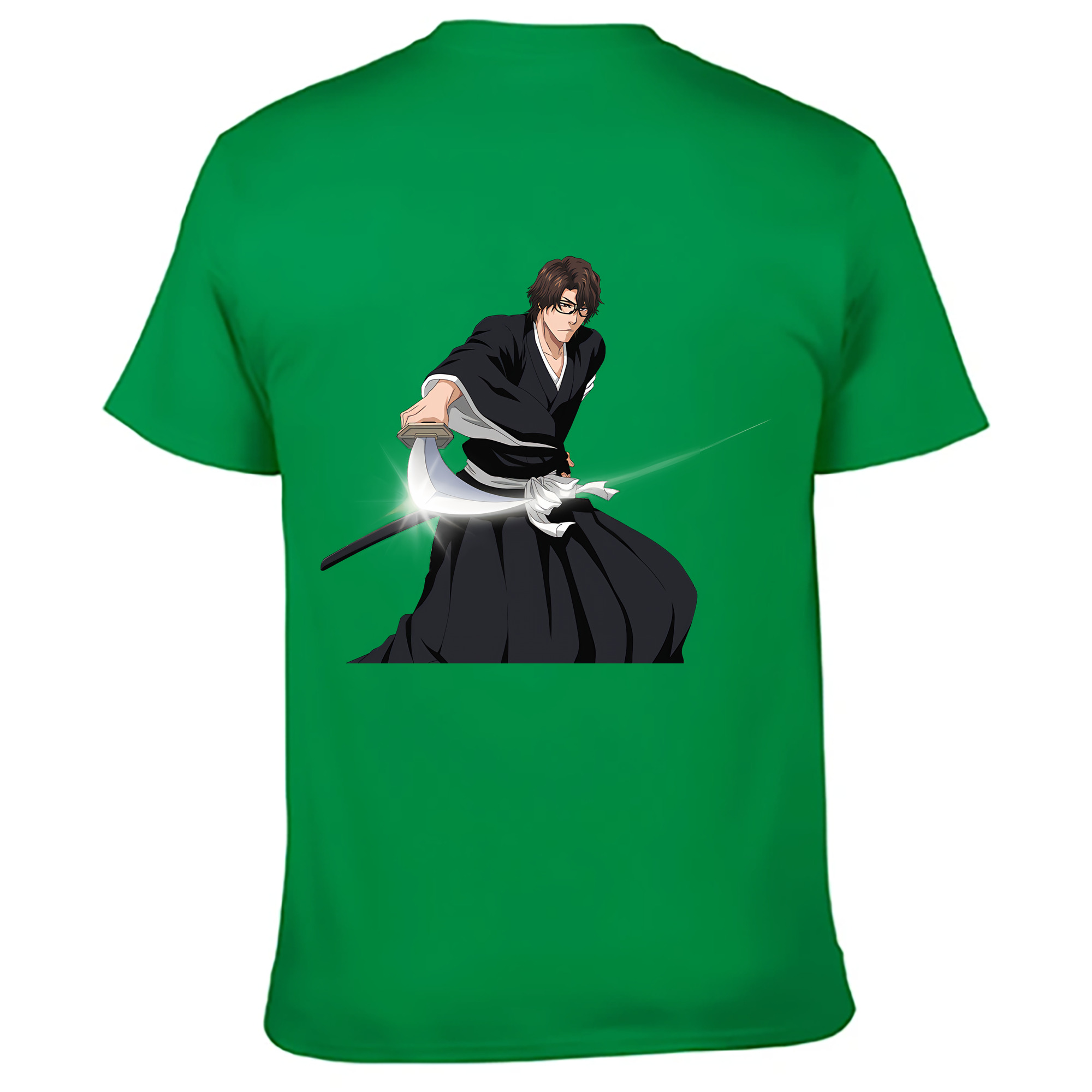 （画像用） ブリーチ 藍染 惣右介（あいぜん そうすけ） BLEACH Aizen Sousuke 綿100％ メンズ半袖Tシャツ（バックプリント） 通気性