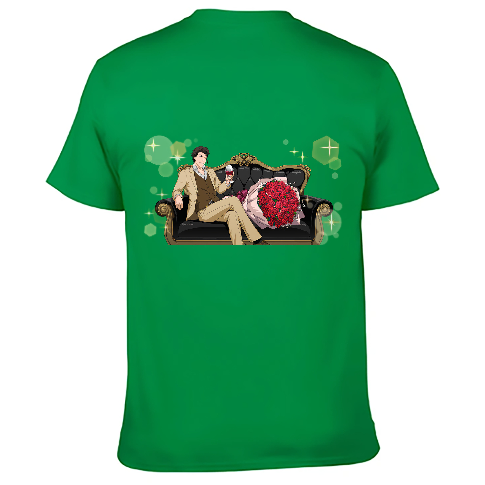 （画像用） ブリーチ 藍染 惣右介（あいぜん そうすけ） BLEACH Aizen Sousuke 綿100％ メンズ半袖Tシャツ（バックプリント） 通気性