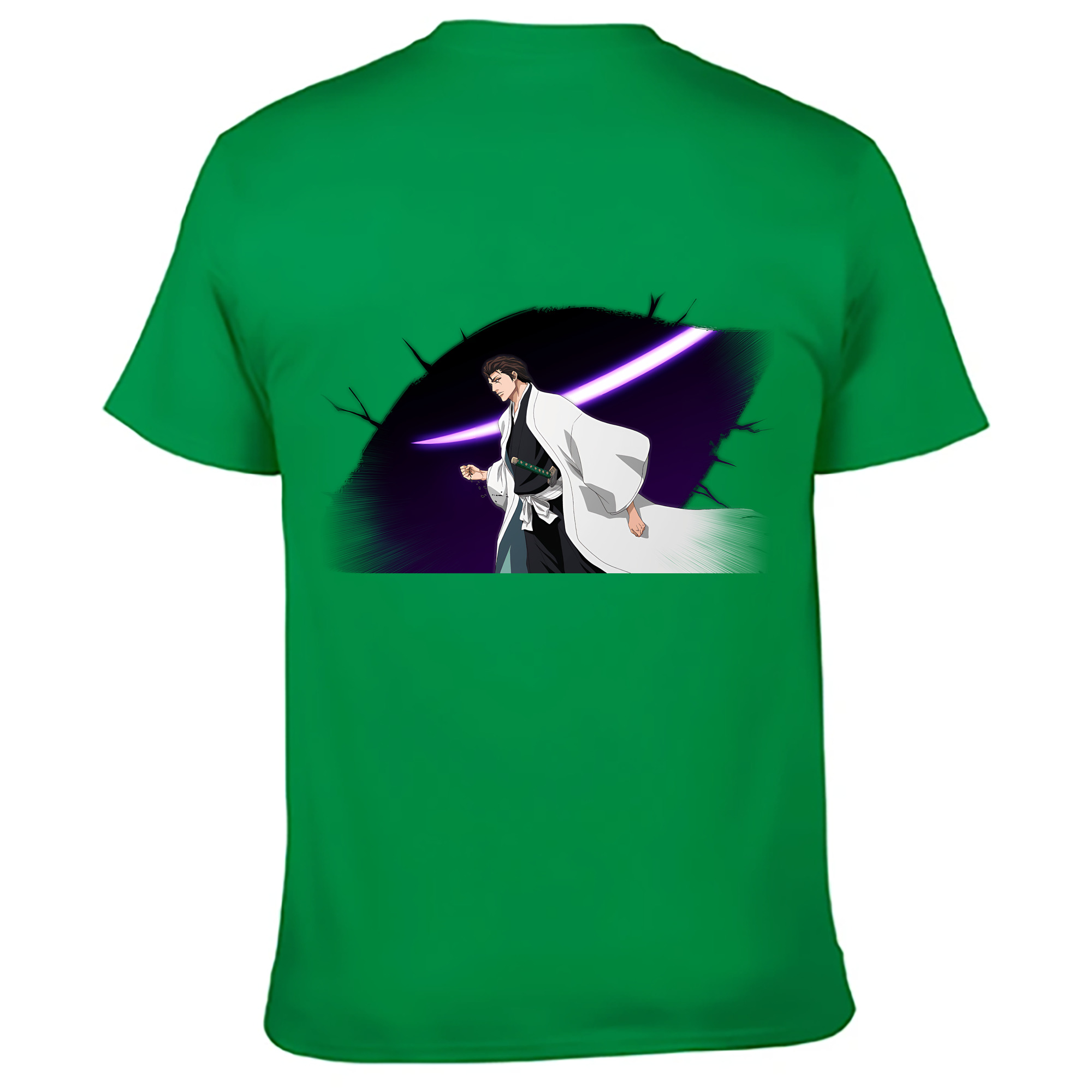（画像用） ブリーチ 藍染 惣右介（あいぜん そうすけ） BLEACH Aizen Sousuke 綿100％ メンズ半袖Tシャツ（バックプリント） 通気性