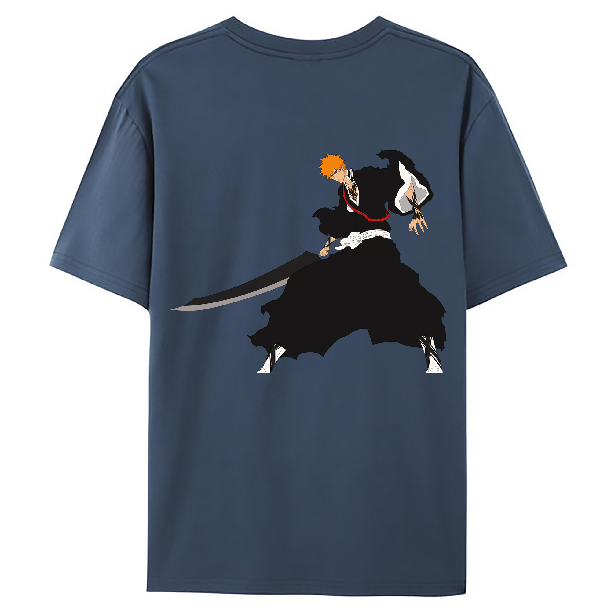 （画像用） ブリーチ 黒崎一護（くろさき いちご）BLEACH Kurosaki Ichigo 綿100％ メンズ半袖Tシャツ（バックプリント） 通気性