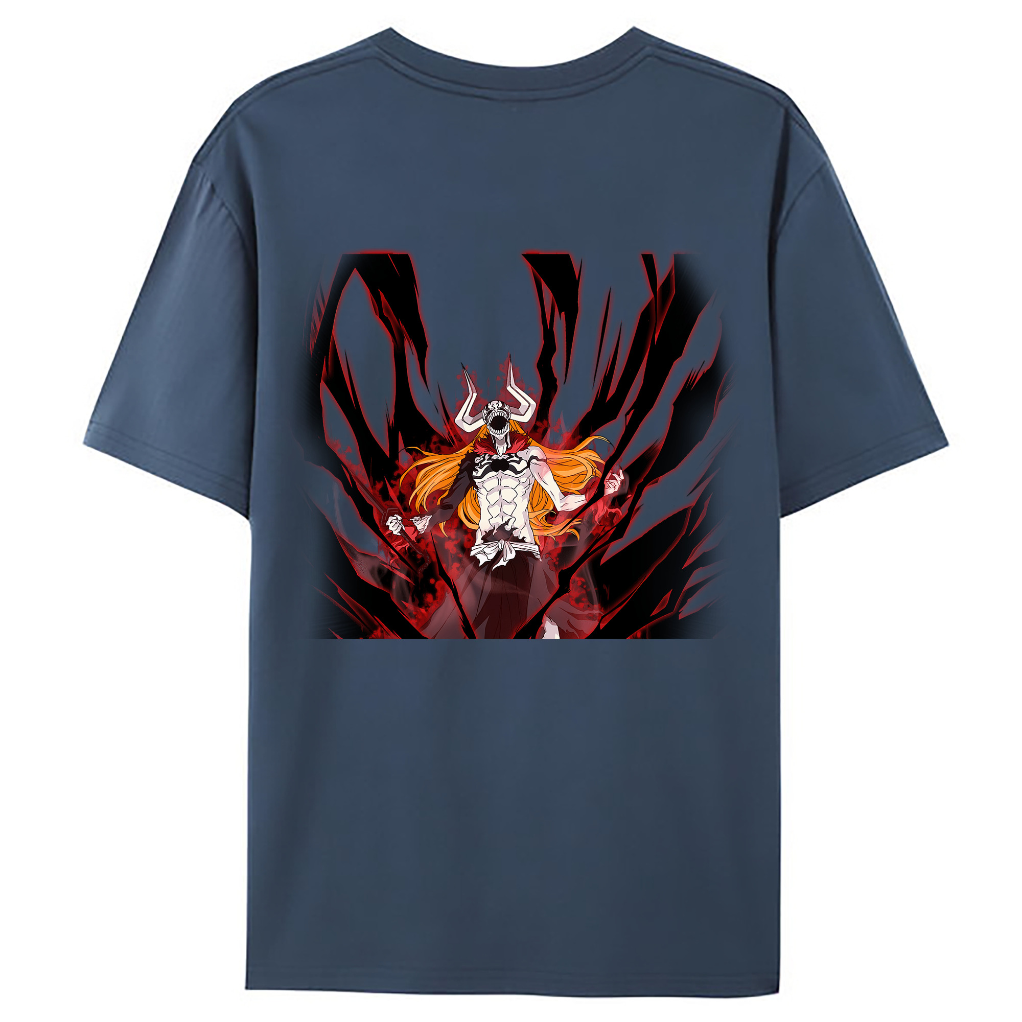 （画像用） ブリーチ 黒崎一護（くろさき いちご）BLEACH Kurosaki Ichigo 綿100％ メンズ半袖Tシャツ（バックプリント） 通気性