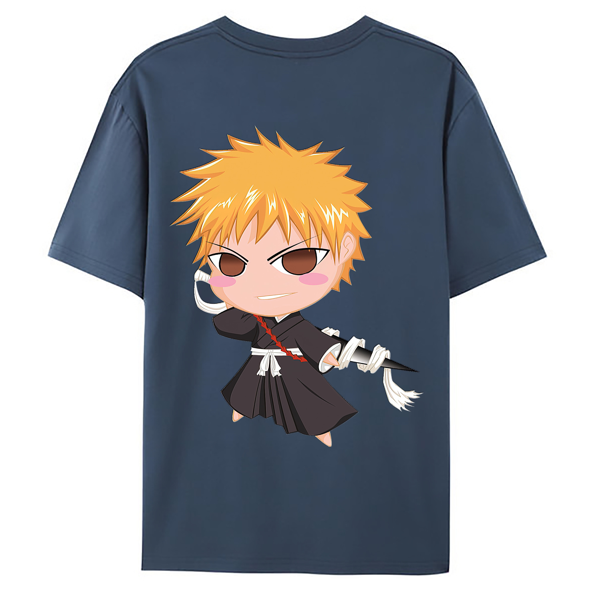 （画像用） ブリーチ 黒崎一護（くろさき いちご）BLEACH Kurosaki Ichigo 綿100％ メンズ半袖Tシャツ（バックプリント） 通気性