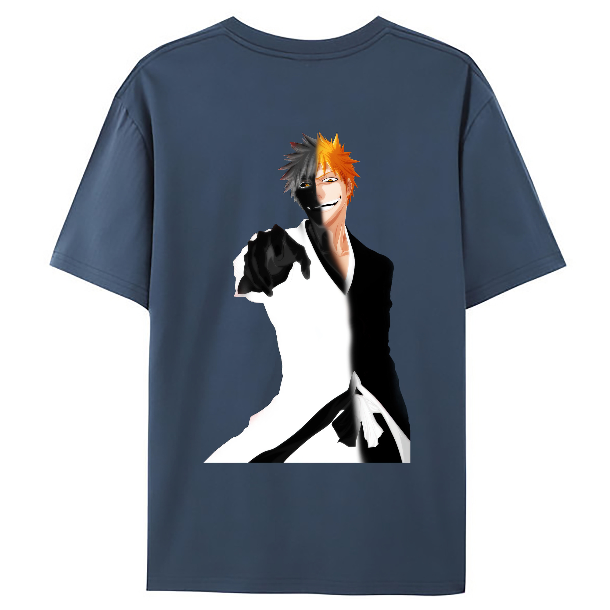 （画像用） ブリーチ 黒崎一護（くろさき いちご）BLEACH Kurosaki Ichigo 綿100％ メンズ半袖Tシャツ（バックプリント） 通気性