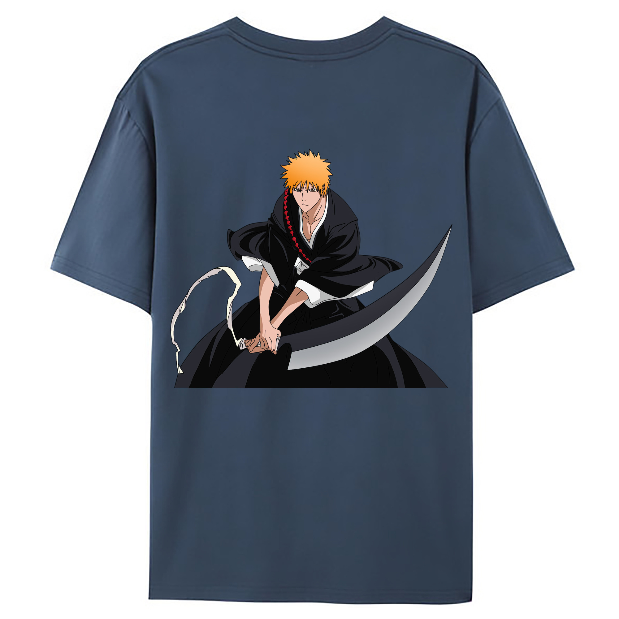 （画像用） ブリーチ 黒崎一護（くろさき いちご）BLEACH Kurosaki Ichigo 綿100％ メンズ半袖Tシャツ（バックプリント） 通気性