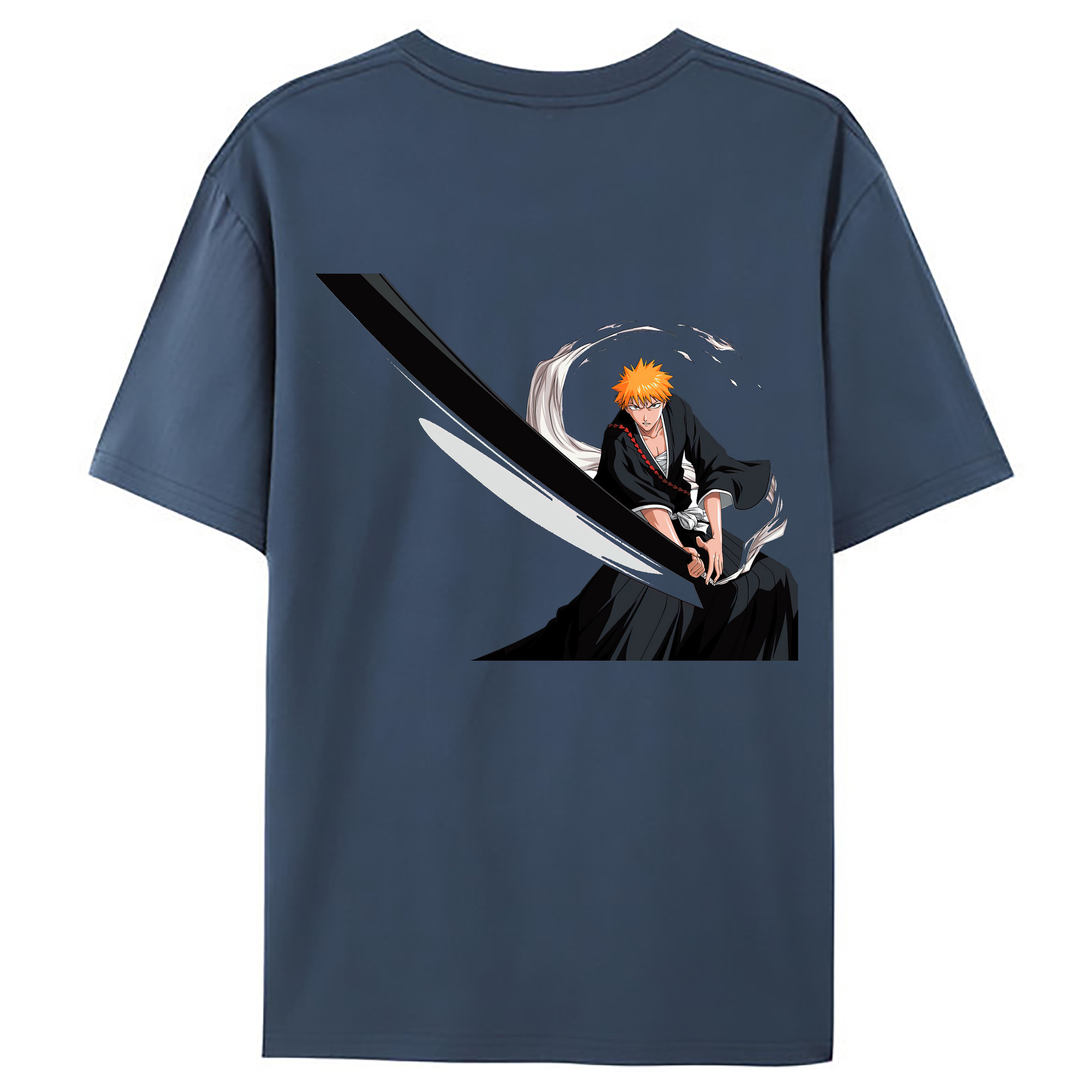 （画像用） ブリーチ 黒崎一護（くろさき いちご）BLEACH Kurosaki Ichigo 綿100％ メンズ半袖Tシャツ（バックプリント） 通気性