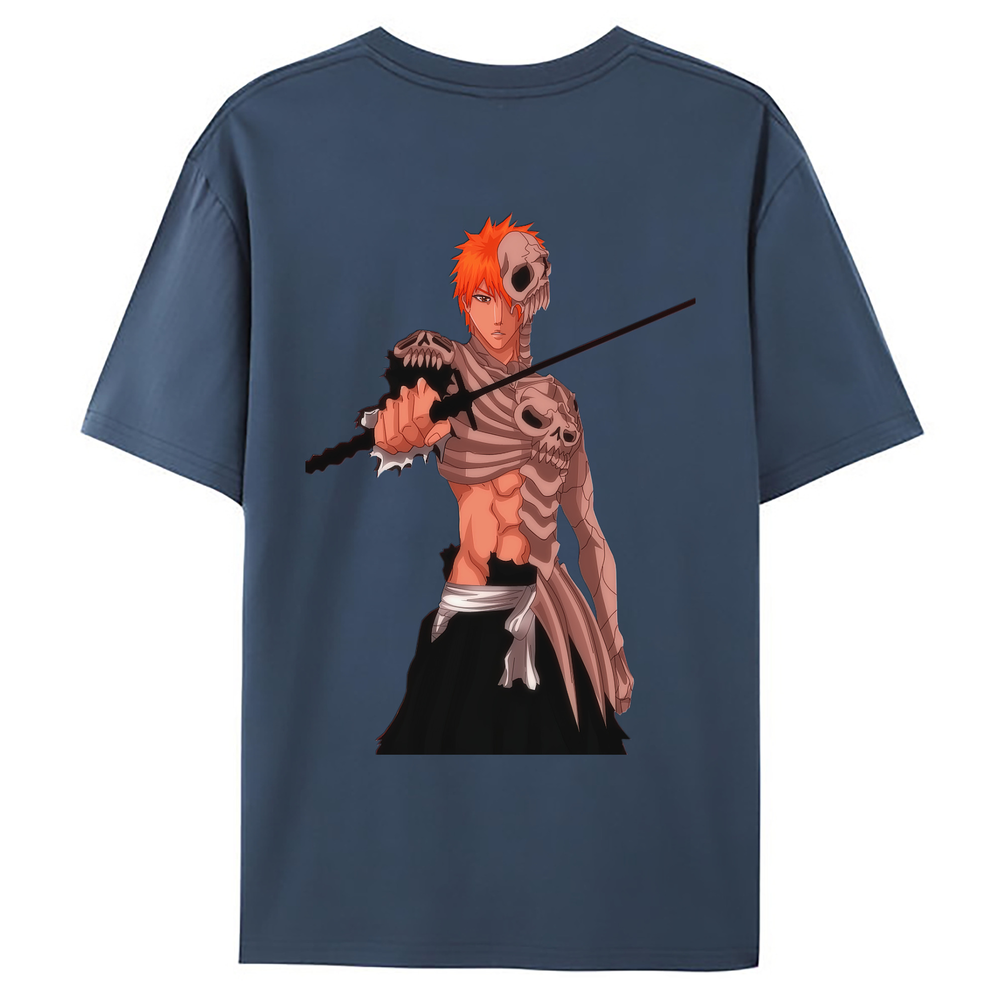 （画像用） ブリーチ 黒崎一護（くろさき いちご）BLEACH Kurosaki Ichigo 綿100％ メンズ半袖Tシャツ（バックプリント） 通気性