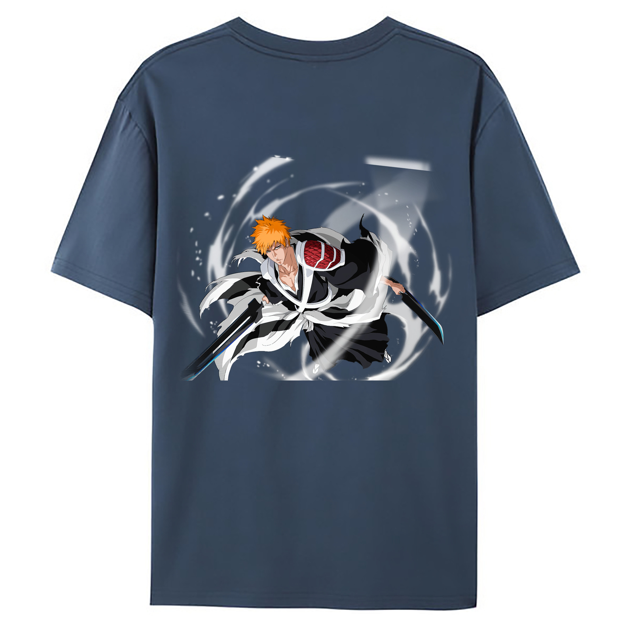 （画像用） ブリーチ 黒崎一護（くろさき いちご）BLEACH Kurosaki Ichigo 綿100％ メンズ半袖Tシャツ（バックプリント） 通気性