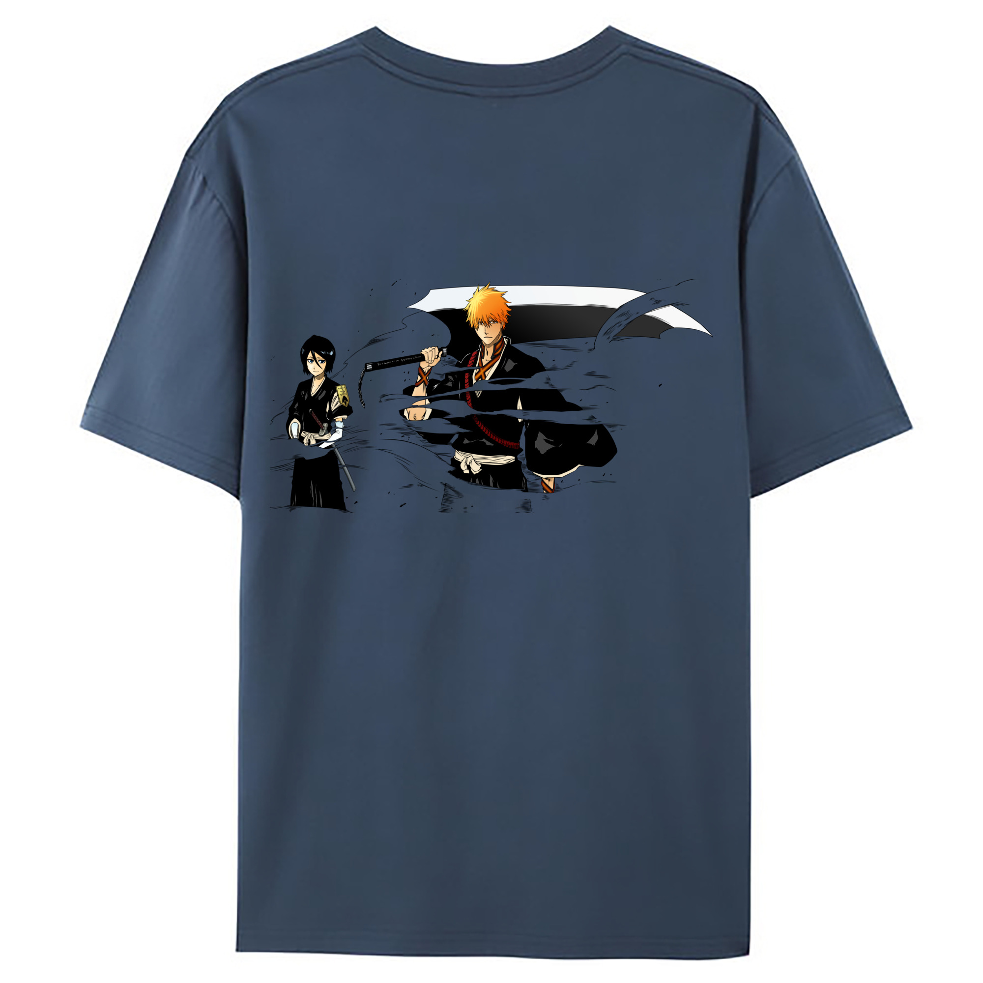 （画像用） ブリーチ 黒崎一護（くろさき いちご）BLEACH Kurosaki Ichigo 綿100％ メンズ半袖Tシャツ（バックプリント） 通気性