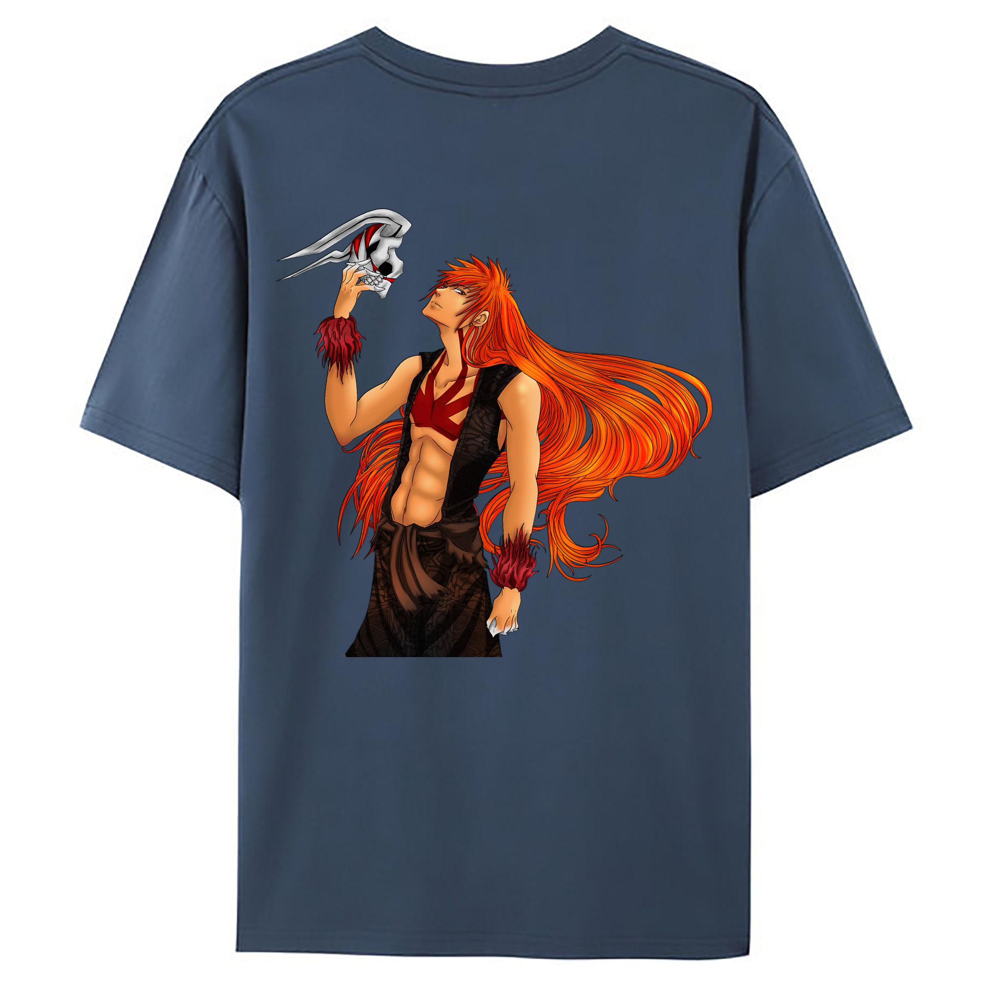 （画像用） ブリーチ 黒崎一護（くろさき いちご）BLEACH Kurosaki Ichigo 綿100％ メンズ半袖Tシャツ（バックプリント） 通気性