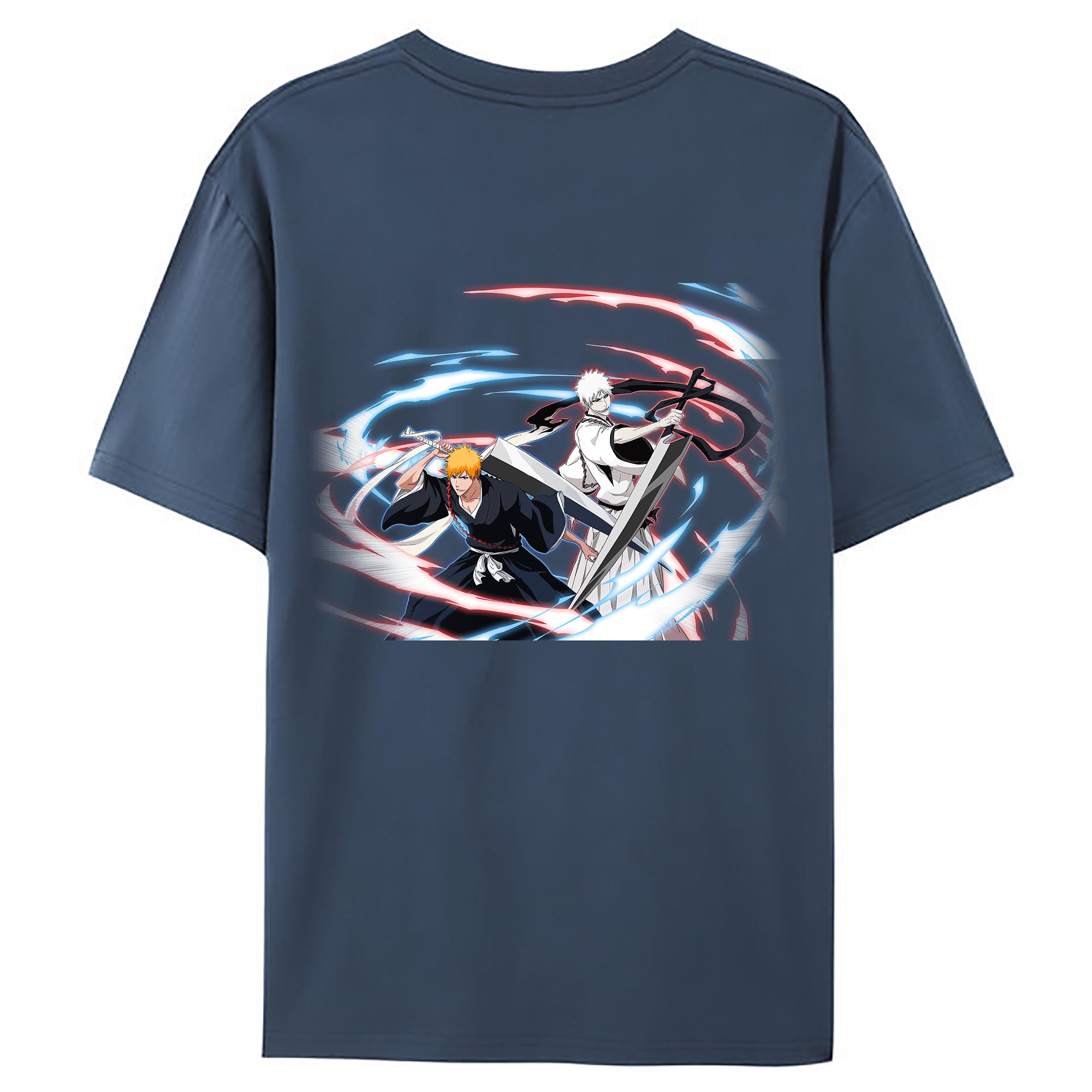 （画像用） ブリーチ 黒崎一護（くろさき いちご）BLEACH Kurosaki Ichigo 綿100％ メンズ半袖Tシャツ（バックプリント） 通気性
