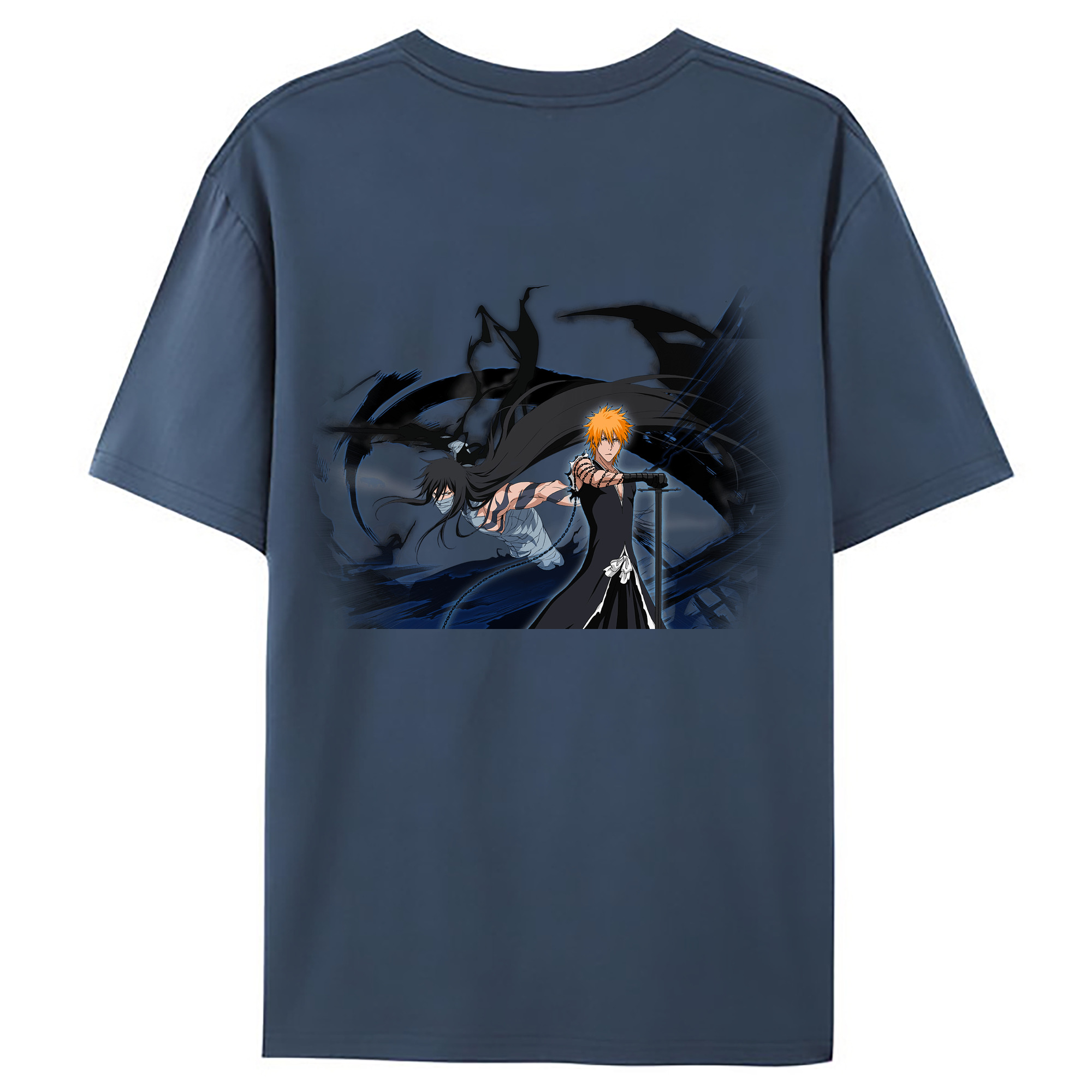 （画像用） ブリーチ 黒崎一護（くろさき いちご）BLEACH Kurosaki Ichigo 綿100％ メンズ半袖Tシャツ（バックプリント） 通気性