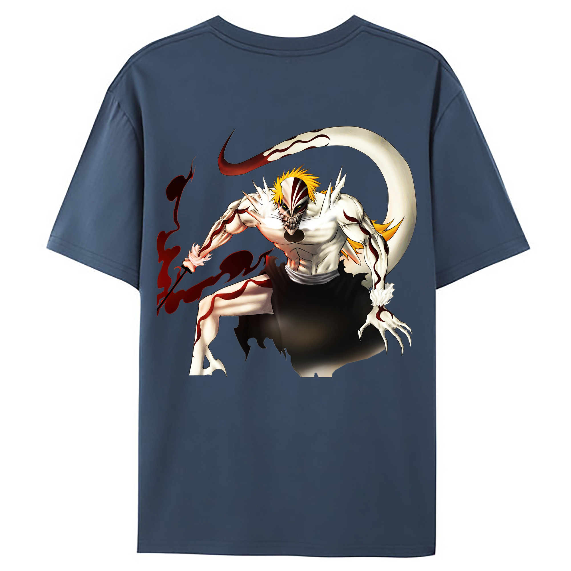 （画像用） ブリーチ 黒崎一護（くろさき いちご）BLEACH Kurosaki Ichigo 綿100％ メンズ半袖Tシャツ（バックプリント） 通気性