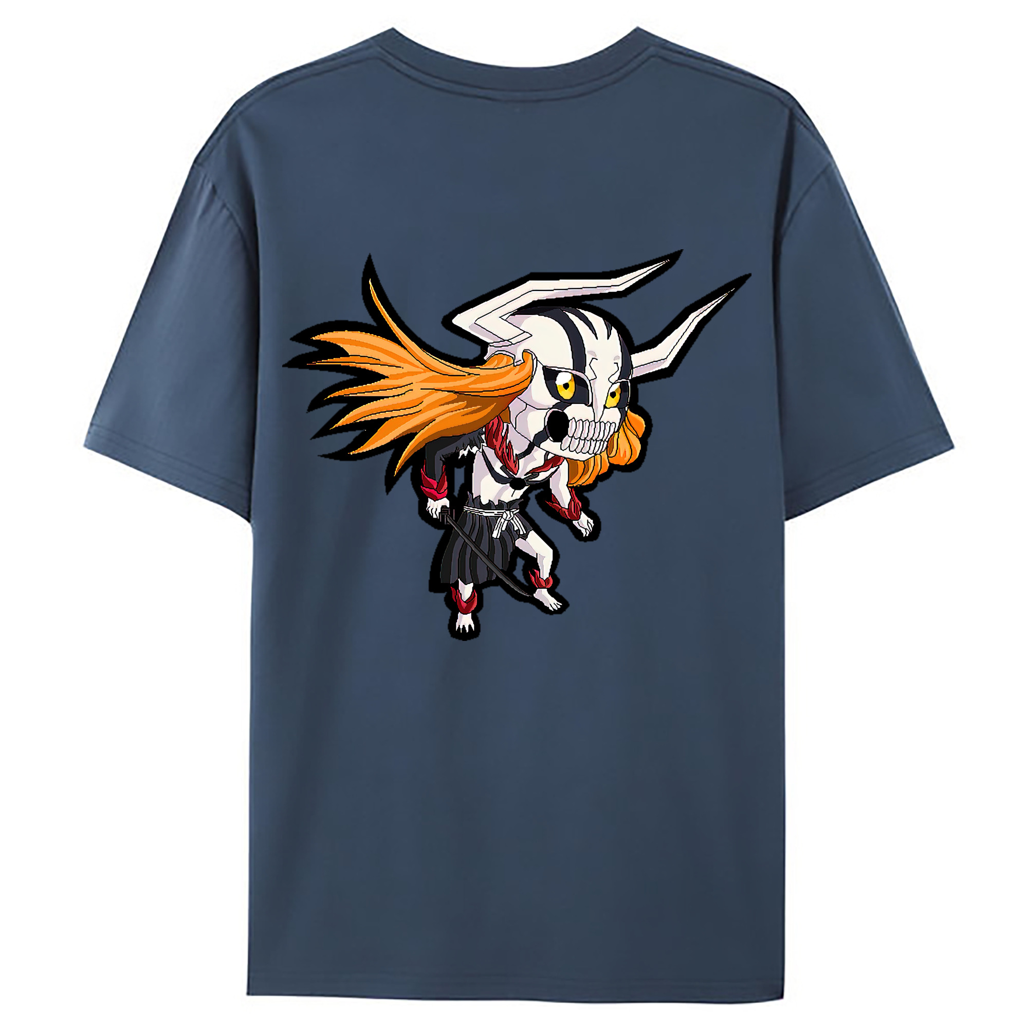 （画像用） ブリーチ 黒崎一護（くろさき いちご）BLEACH Kurosaki Ichigo 綿100％ メンズ半袖Tシャツ（バックプリント） 通気性