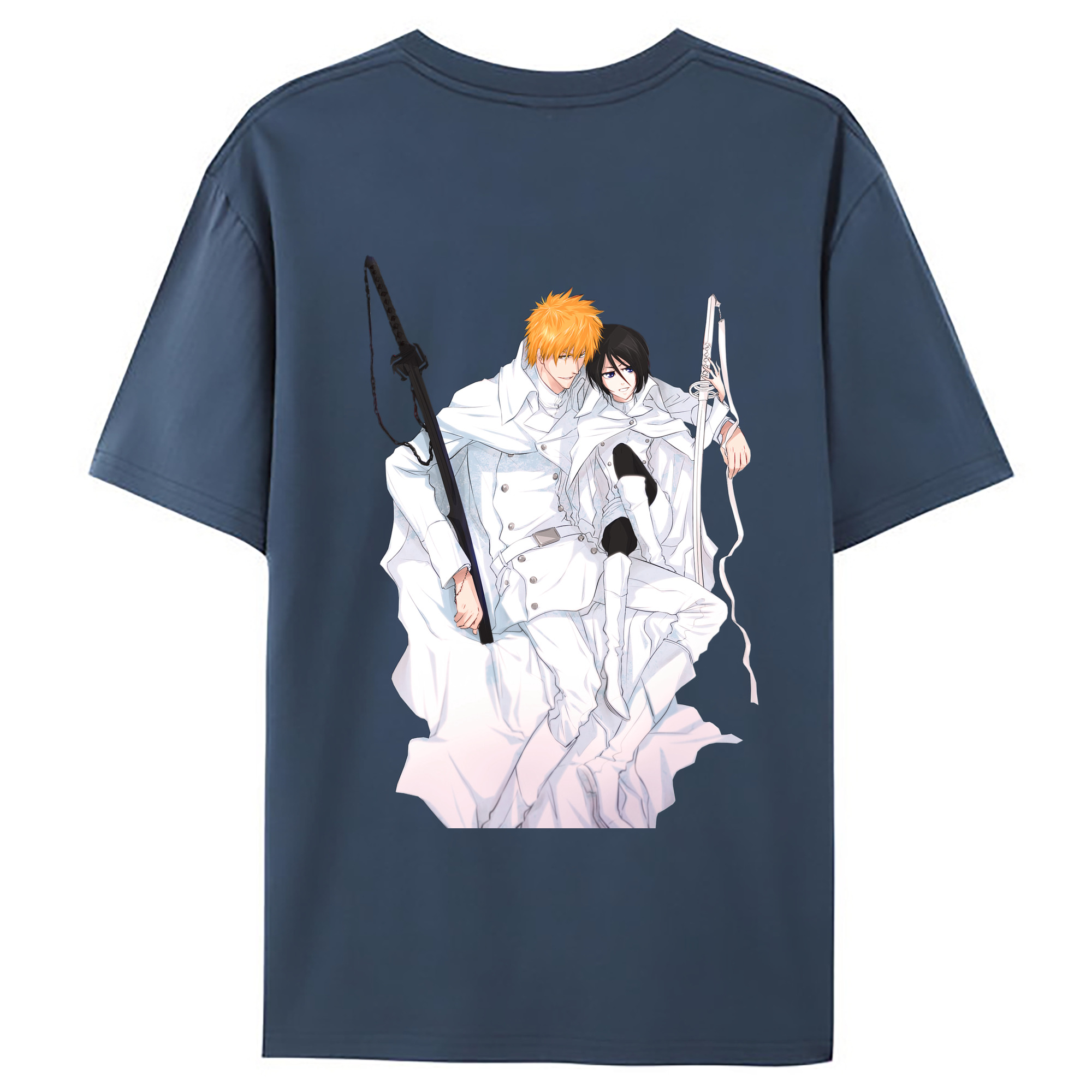 （画像用） ブリーチ 黒崎一護（くろさき いちご）BLEACH Kurosaki Ichigo 綿100％ メンズ半袖Tシャツ（バックプリント） 通気性