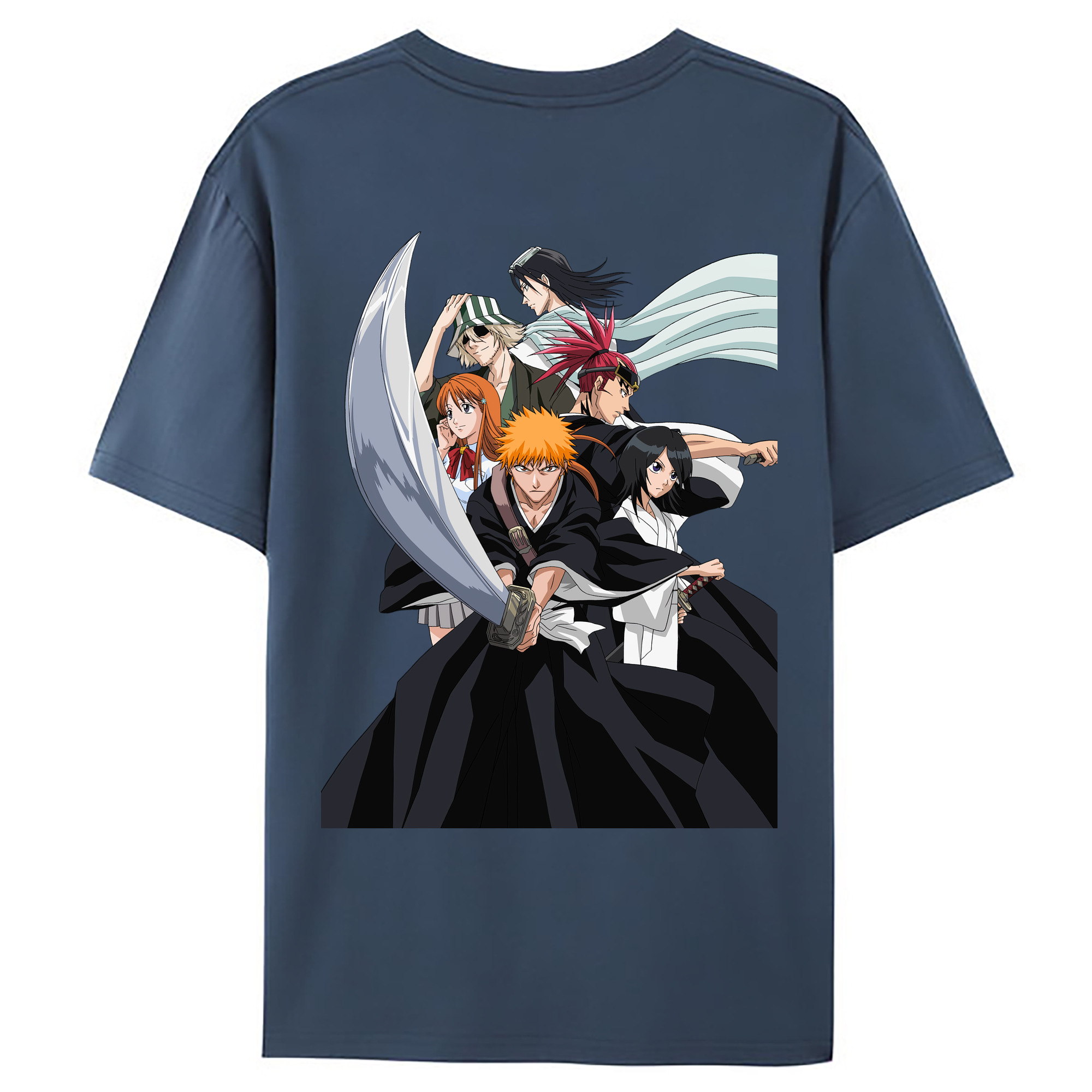 （画像用） ブリーチ 黒崎一護（くろさき いちご）BLEACH Kurosaki Ichigo 綿100％ メンズ半袖Tシャツ（バックプリント） 通気性