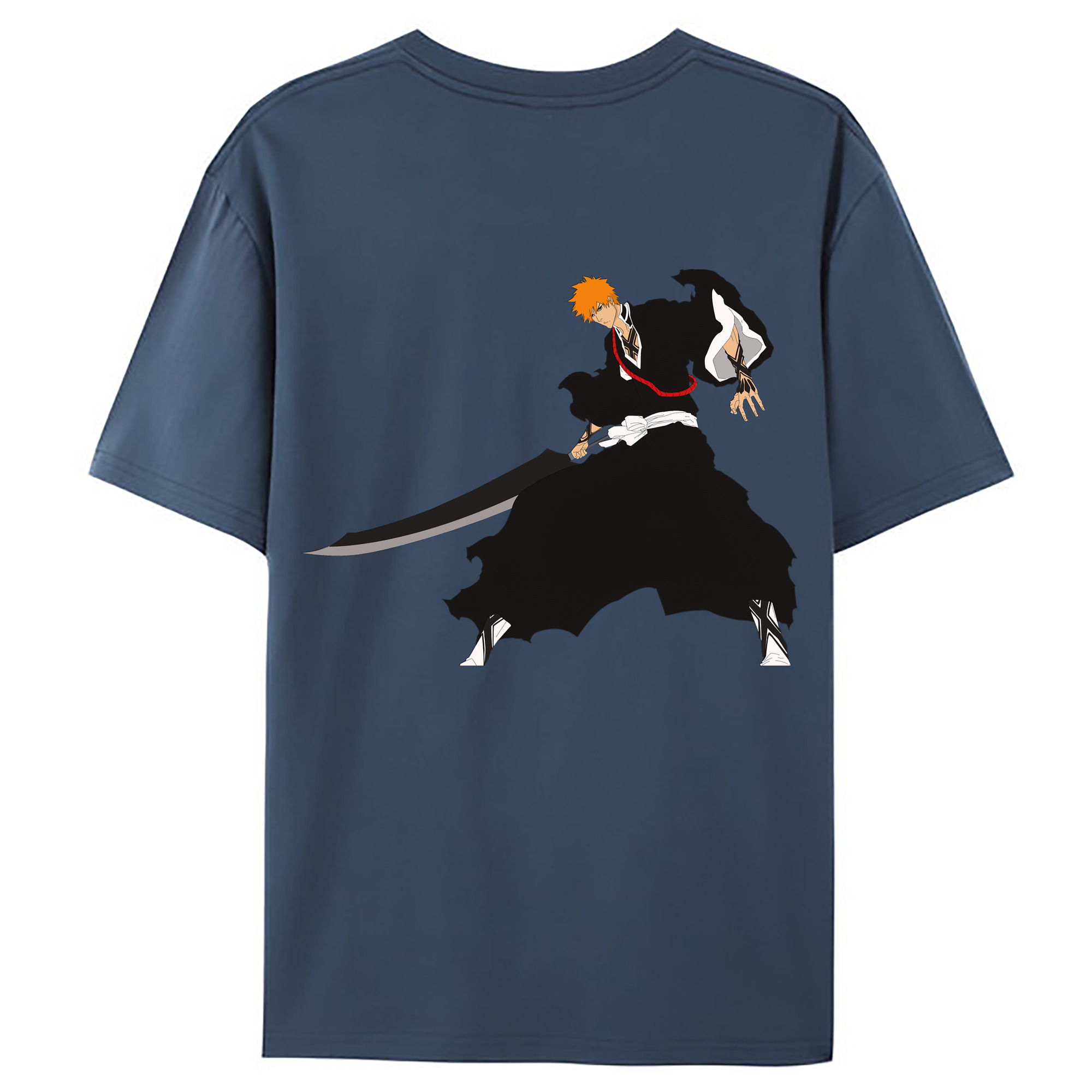 （画像用） ブリーチ 黒崎一護（くろさき いちご）BLEACH Kurosaki Ichigo 綿100％ メンズ半袖Tシャツ（バックプリント） 通気性