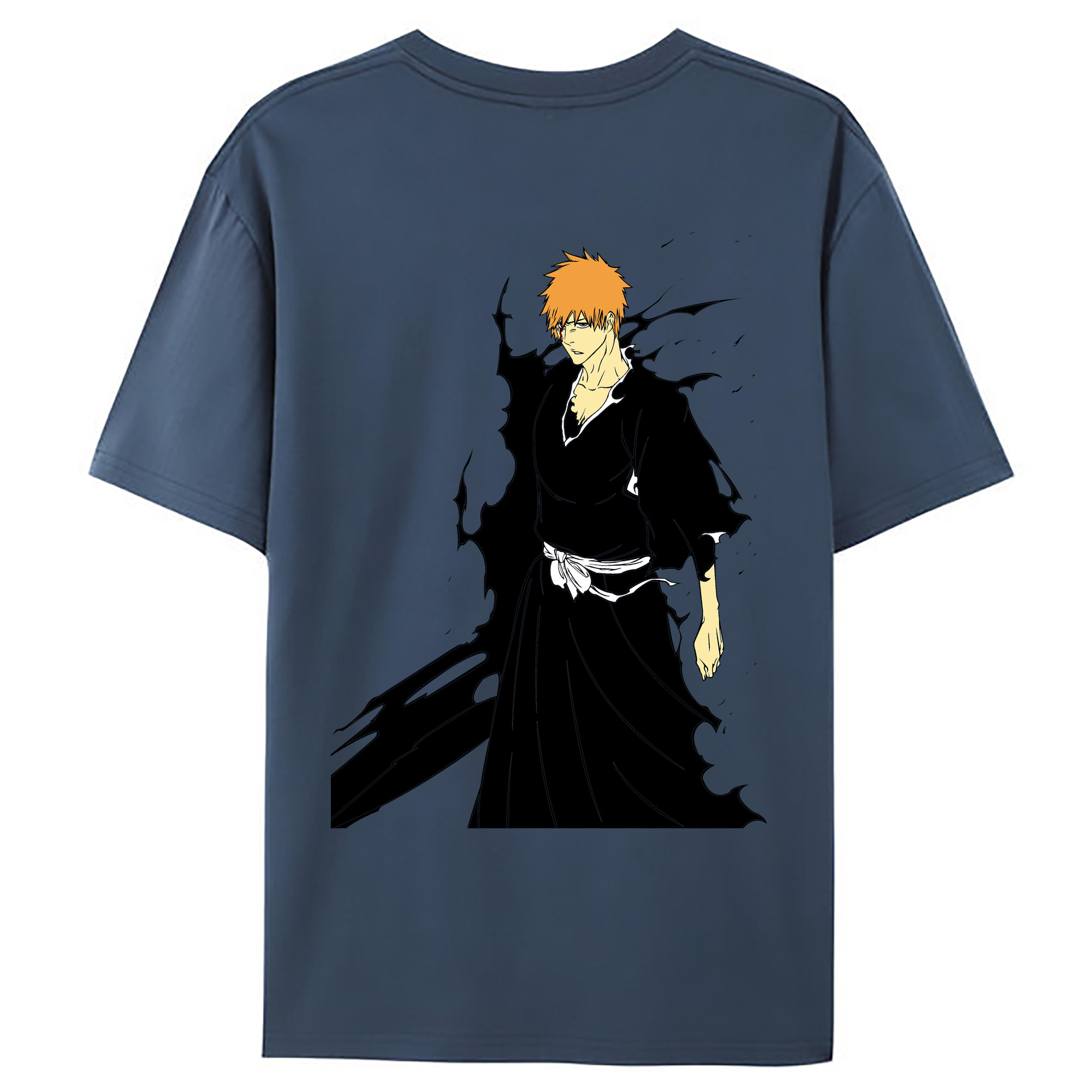 （画像用） ブリーチ 黒崎一護（くろさき いちご）BLEACH Kurosaki Ichigo 綿100％ メンズ半袖Tシャツ（バックプリント） 通気性