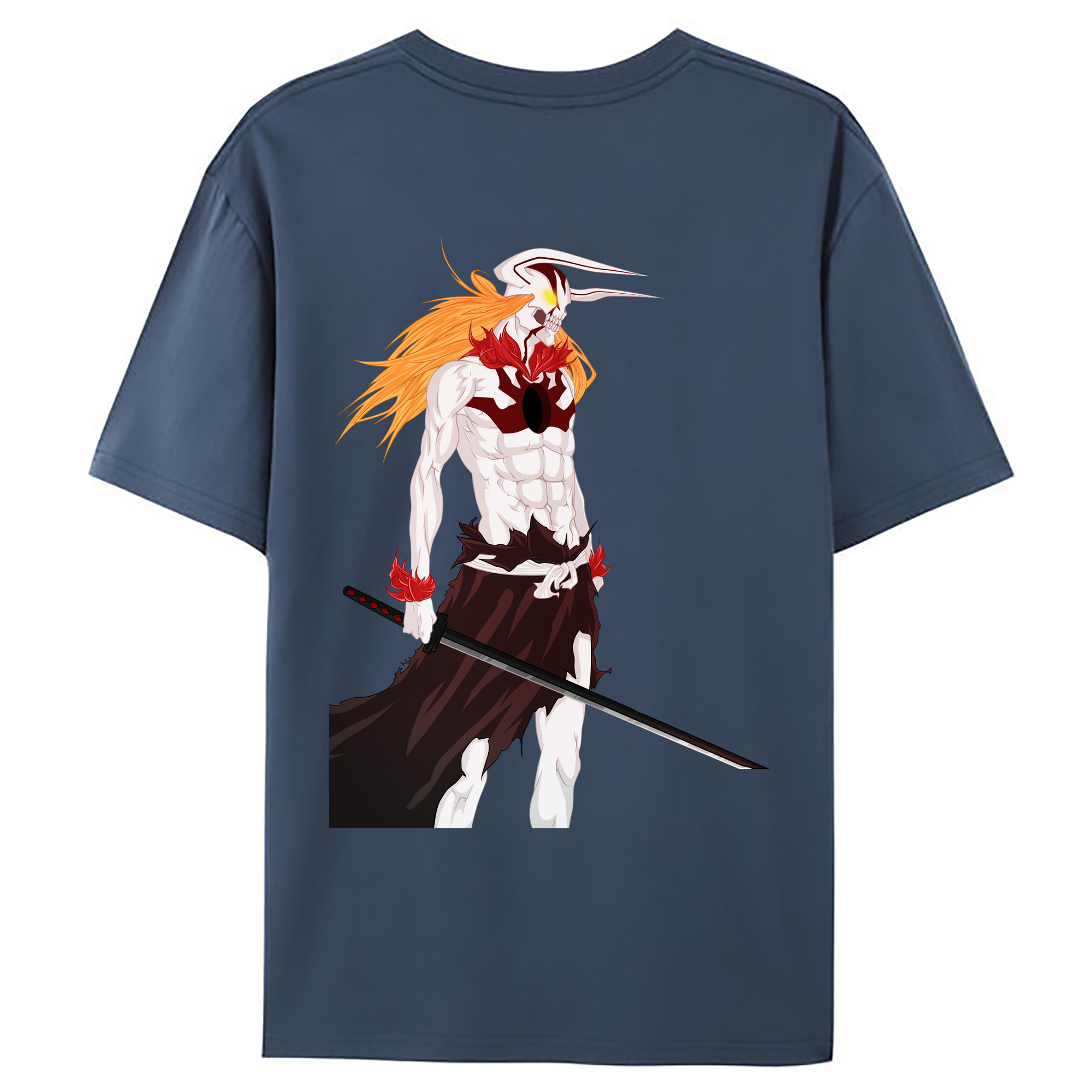 （画像用） ブリーチ 黒崎一護（くろさき いちご）BLEACH Kurosaki Ichigo 綿100％ メンズ半袖Tシャツ（バックプリント） 通気性
