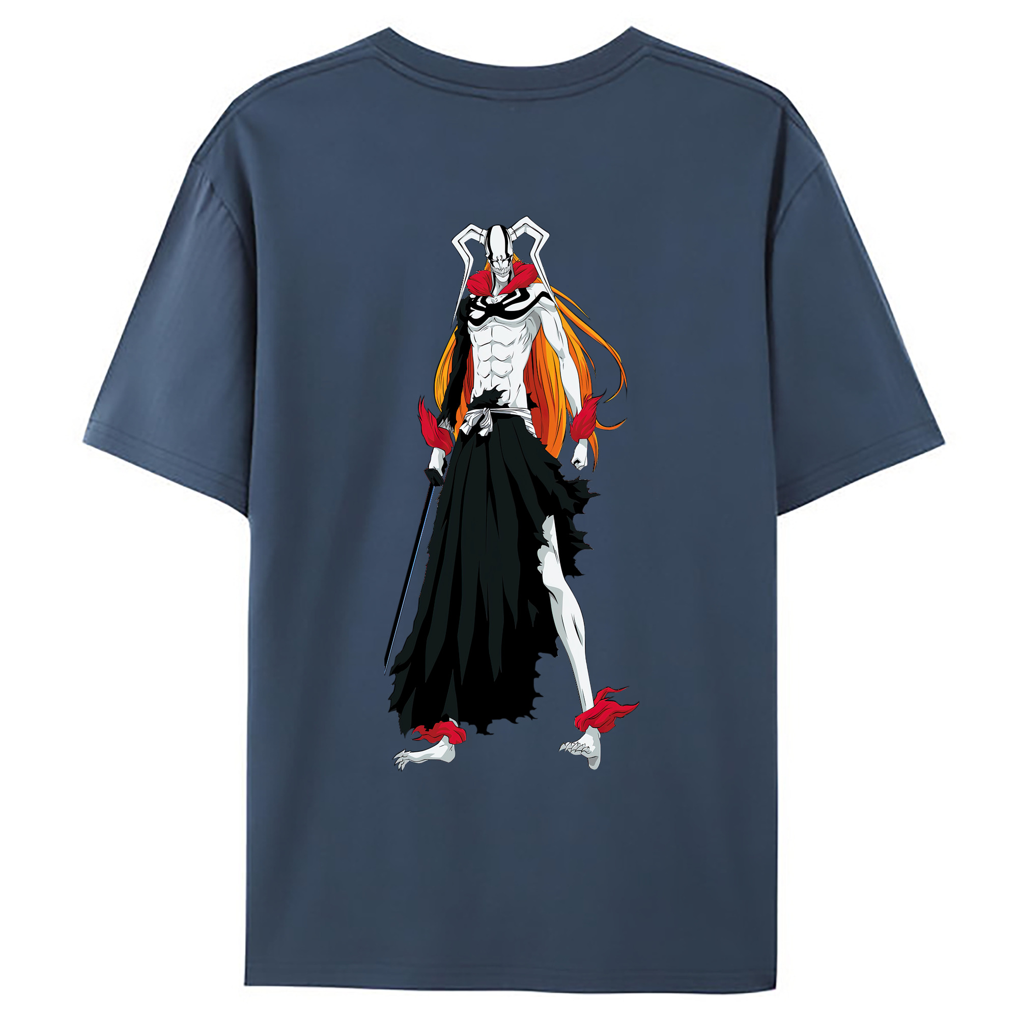 （画像用） ブリーチ 黒崎一護（くろさき いちご）BLEACH Kurosaki Ichigo 綿100％ メンズ半袖Tシャツ（バックプリント） 通気性