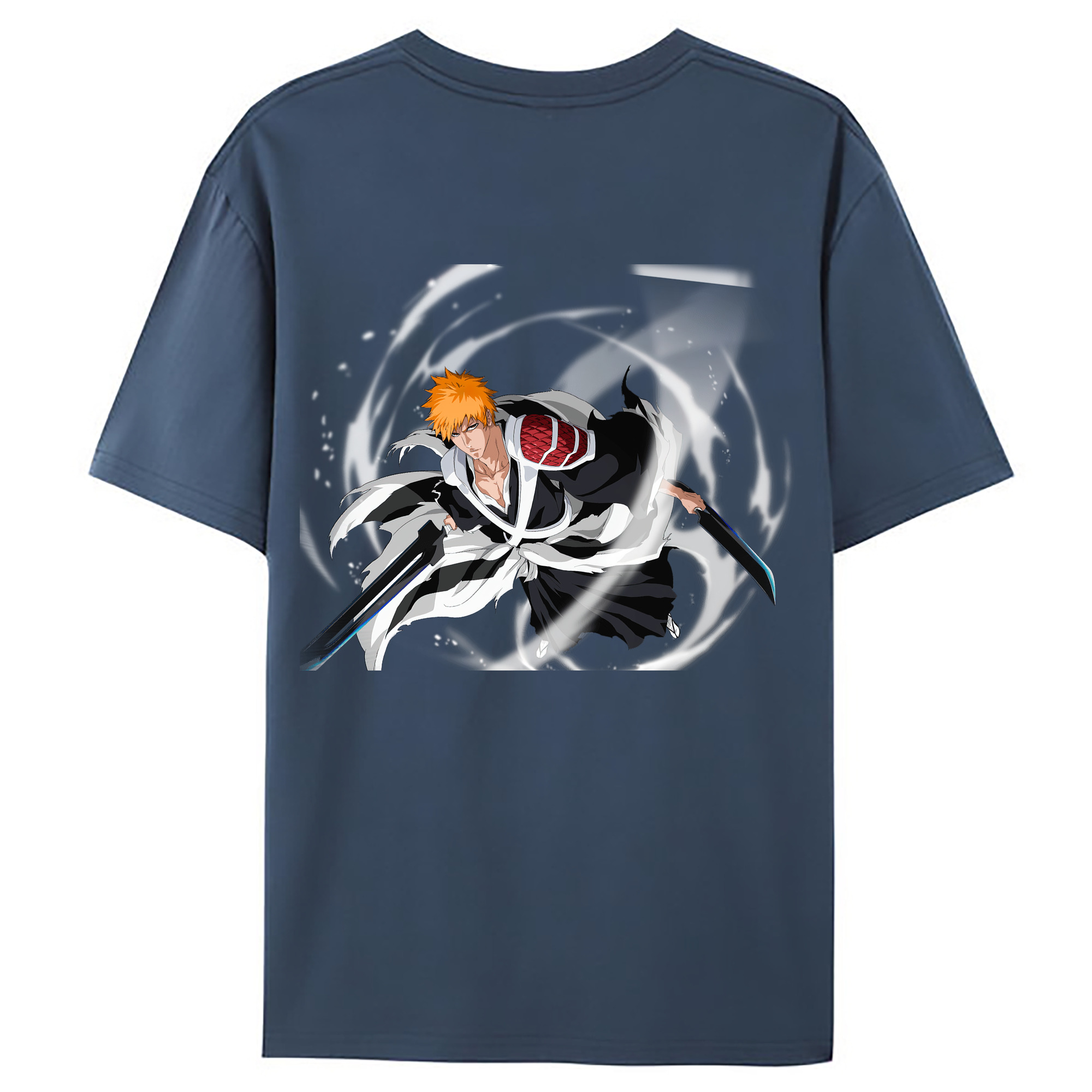 （画像用） ブリーチ 黒崎一護（くろさき いちご）BLEACH Kurosaki Ichigo 綿100％ メンズ半袖Tシャツ（バックプリント） 通気性