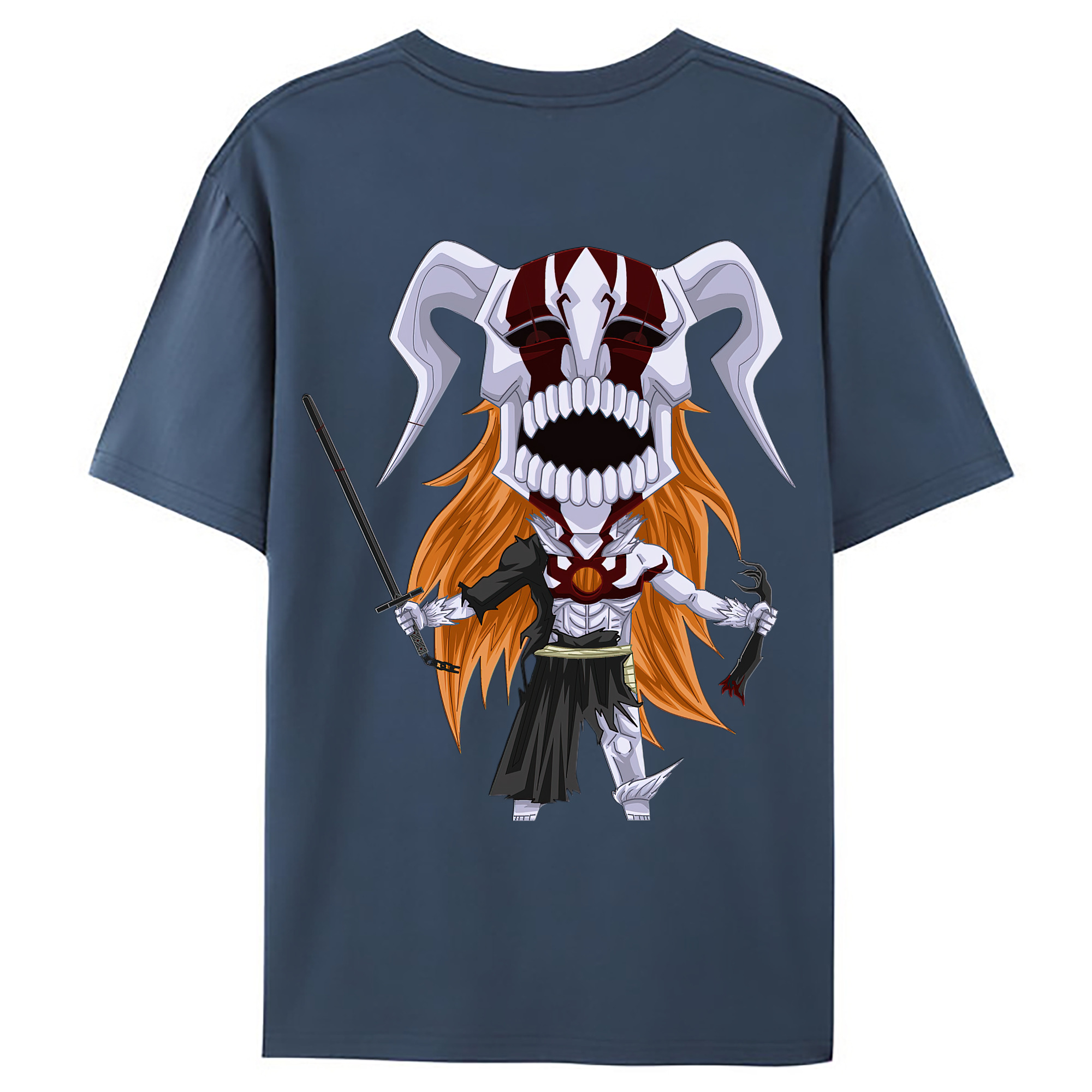 （画像用） ブリーチ 黒崎一護（くろさき いちご）BLEACH Kurosaki Ichigo 綿100％ メンズ半袖Tシャツ（バックプリント） 通気性
