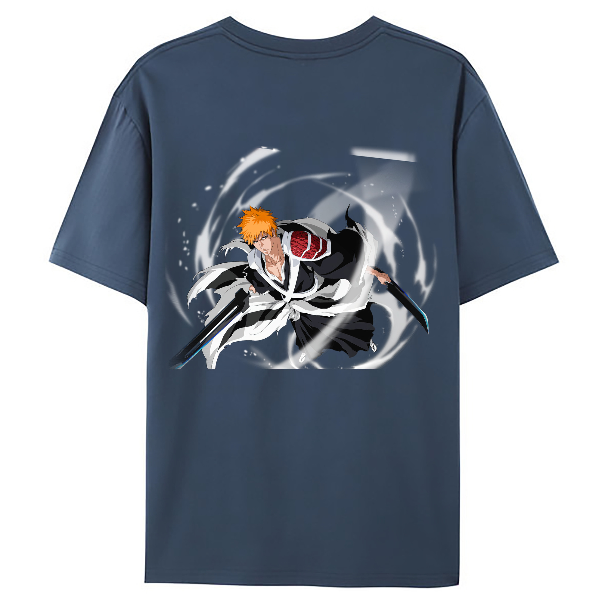 （画像用） ブリーチ 黒崎一護（くろさき いちご）BLEACH Kurosaki Ichigo 綿100％ メンズ半袖Tシャツ（バックプリント） 通気性