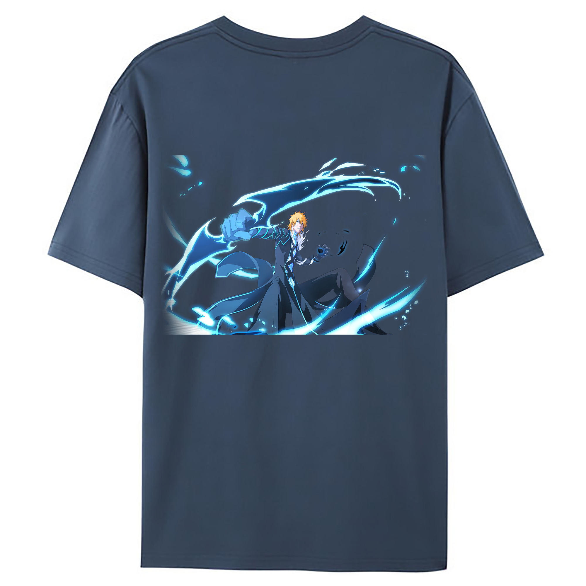 （画像用） ブリーチ 黒崎一護（くろさき いちご）BLEACH Kurosaki Ichigo 綿100％ メンズ半袖Tシャツ（バックプリント） 通気性