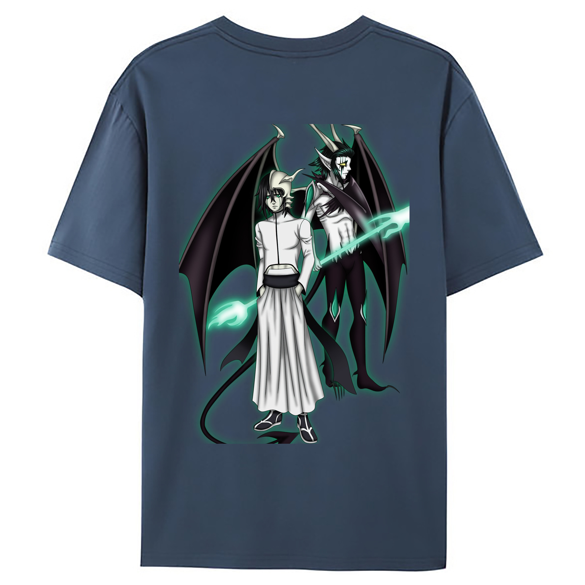（画像用） ブリーチ ウルキオラ·シファー BLEACH Ulquiorra cifer 綿100％ メンズ半袖Tシャツ（バックプリント） 通気性
