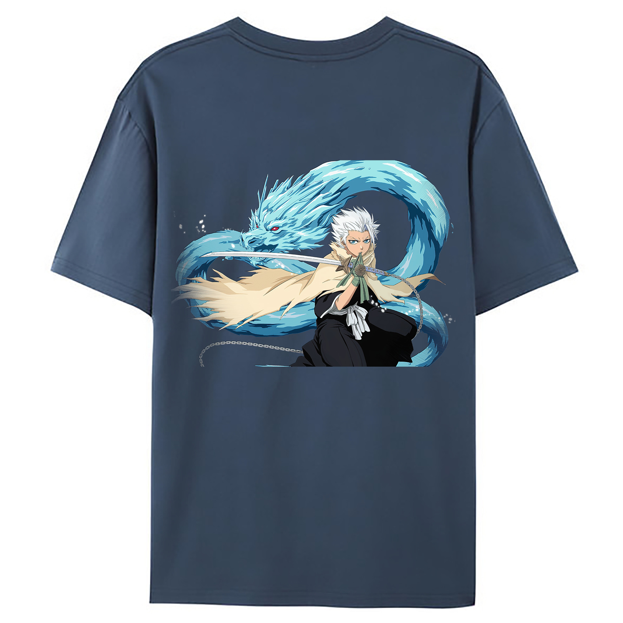 （画像用） ブリーチ 日番谷冬獅郎（ひつがや とうしろう） BLEACH Hitsugaya Toushirou 綿100％ メンズ半袖Tシャツ（バックプリント） 通気性