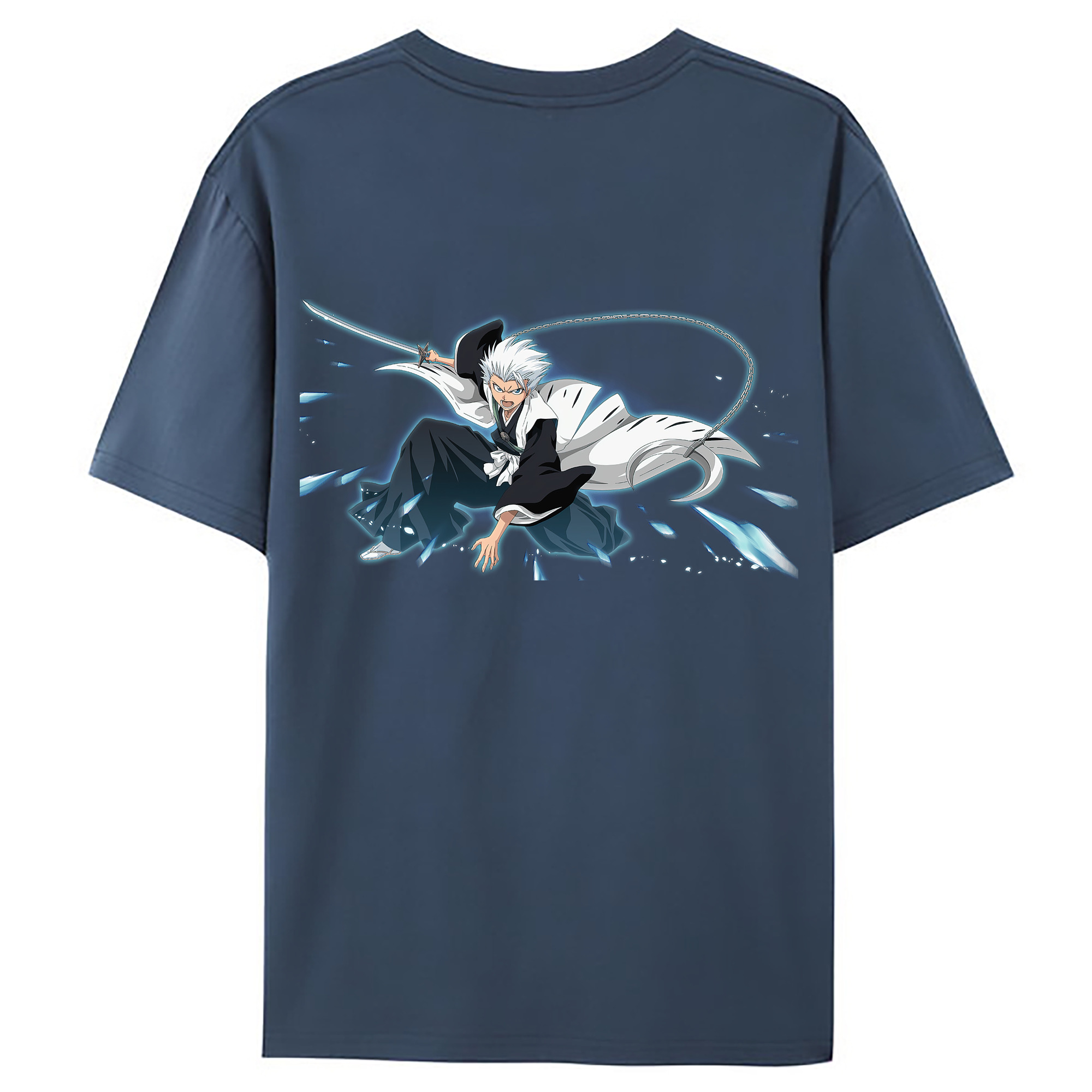 （画像用） ブリーチ 日番谷冬獅郎（ひつがや とうしろう） BLEACH Hitsugaya Toushirou 綿100％ メンズ半袖Tシャツ（バックプリント） 通気性