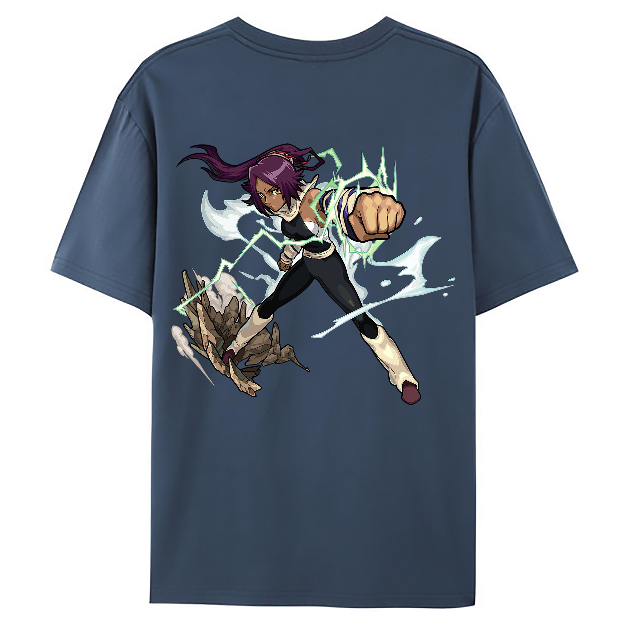 （画像用） ブリーチ 四楓院 夜一（しほういん よるいち） BLEACH Shihouin Yoruichi 綿100％ メンズ半袖Tシャツ（バックプリント） 通気性