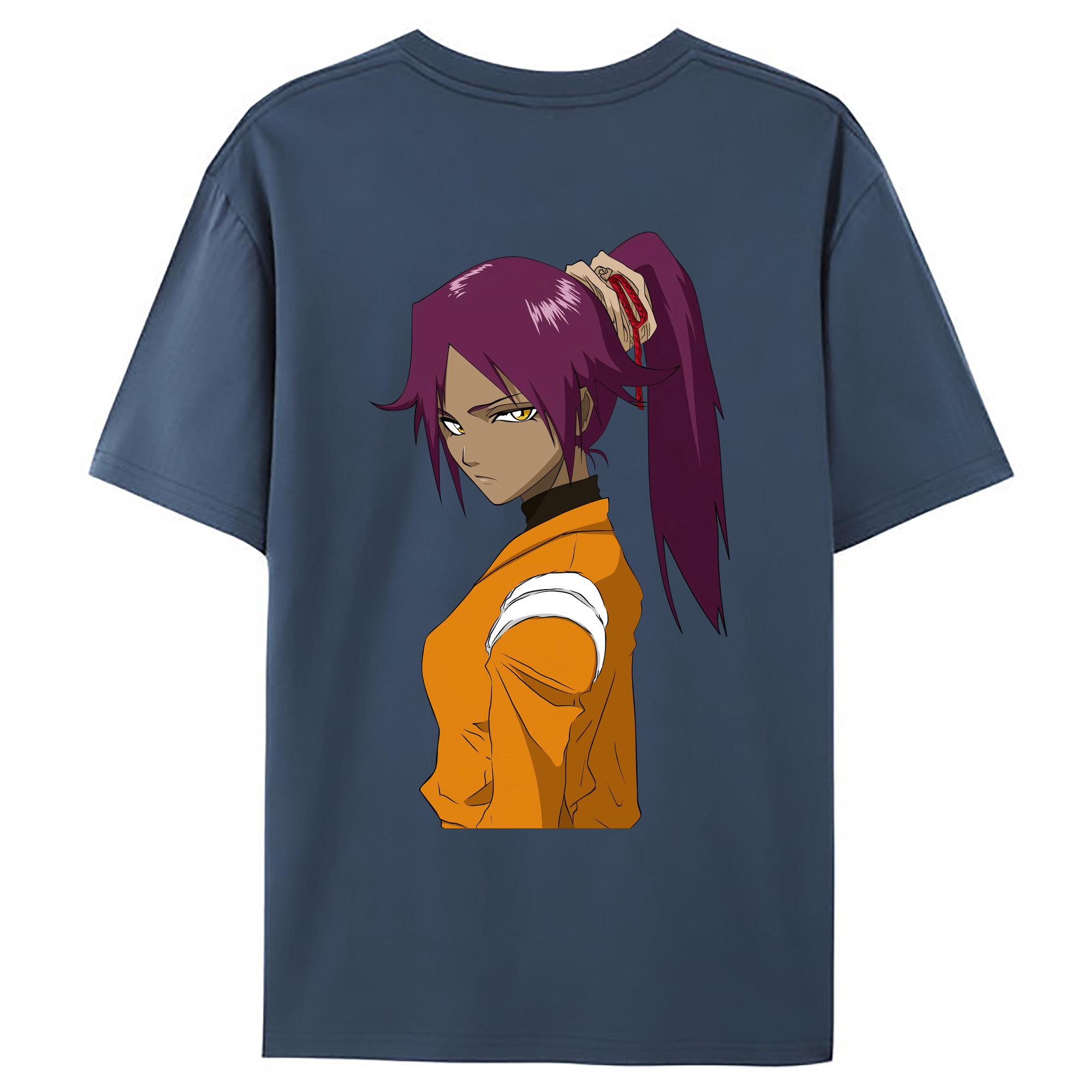 （画像用） ブリーチ 四楓院 夜一（しほういん よるいち） BLEACH Shihouin Yoruichi 綿100％ メンズ半袖Tシャツ（バックプリント） 通気性