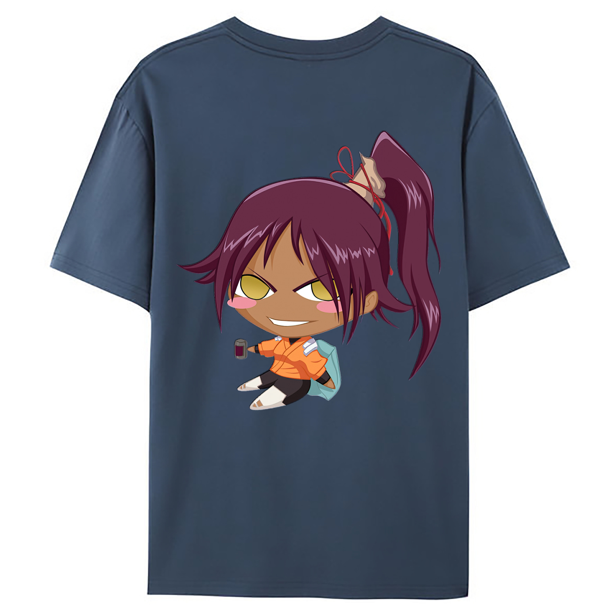 （画像用） ブリーチ 四楓院 夜一（しほういん よるいち） BLEACH Shihouin Yoruichi 綿100％ メンズ半袖Tシャツ（バックプリント） 通気性
