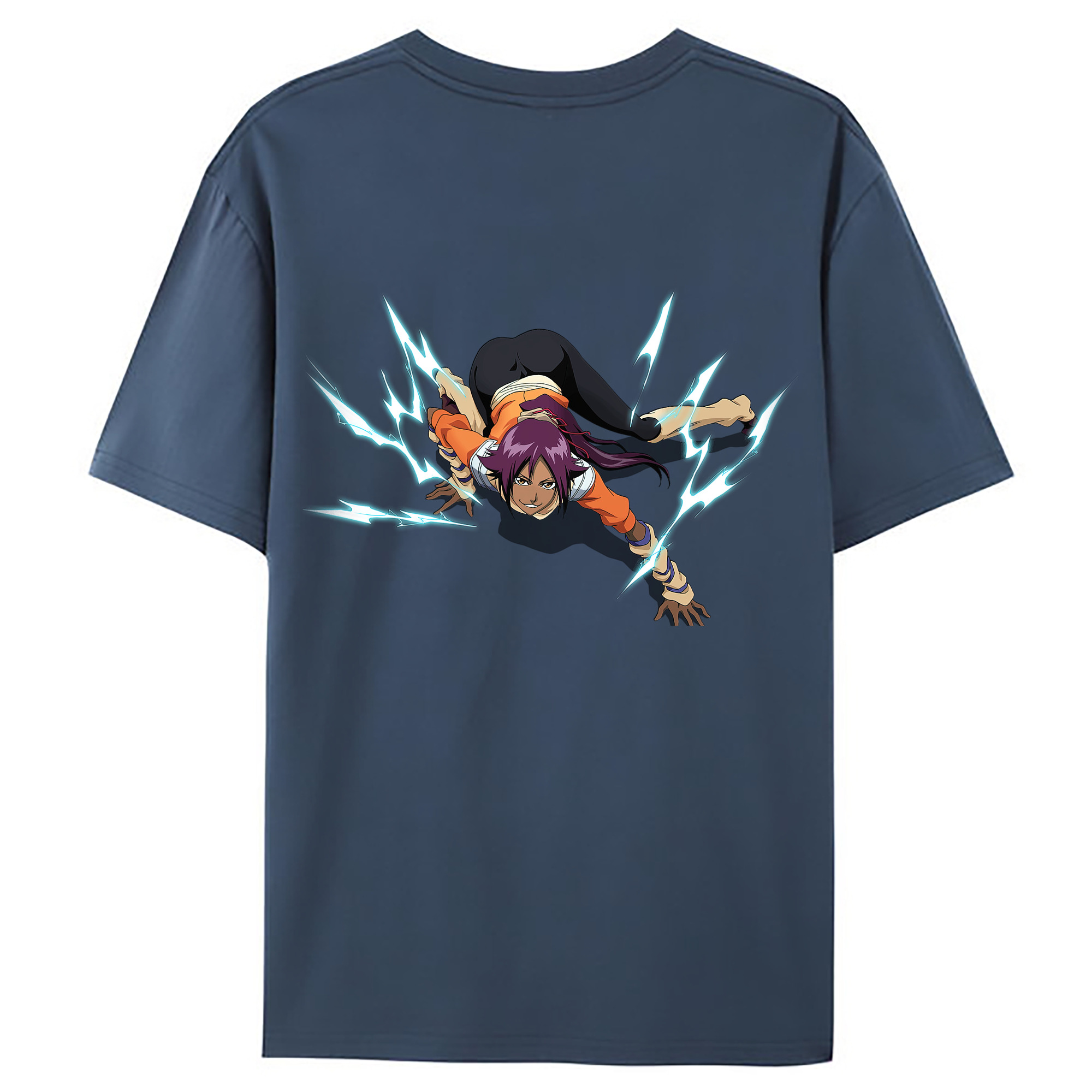 （画像用） ブリーチ 四楓院 夜一（しほういん よるいち） BLEACH Shihouin Yoruichi 綿100％ メンズ半袖Tシャツ（バックプリント） 通気性