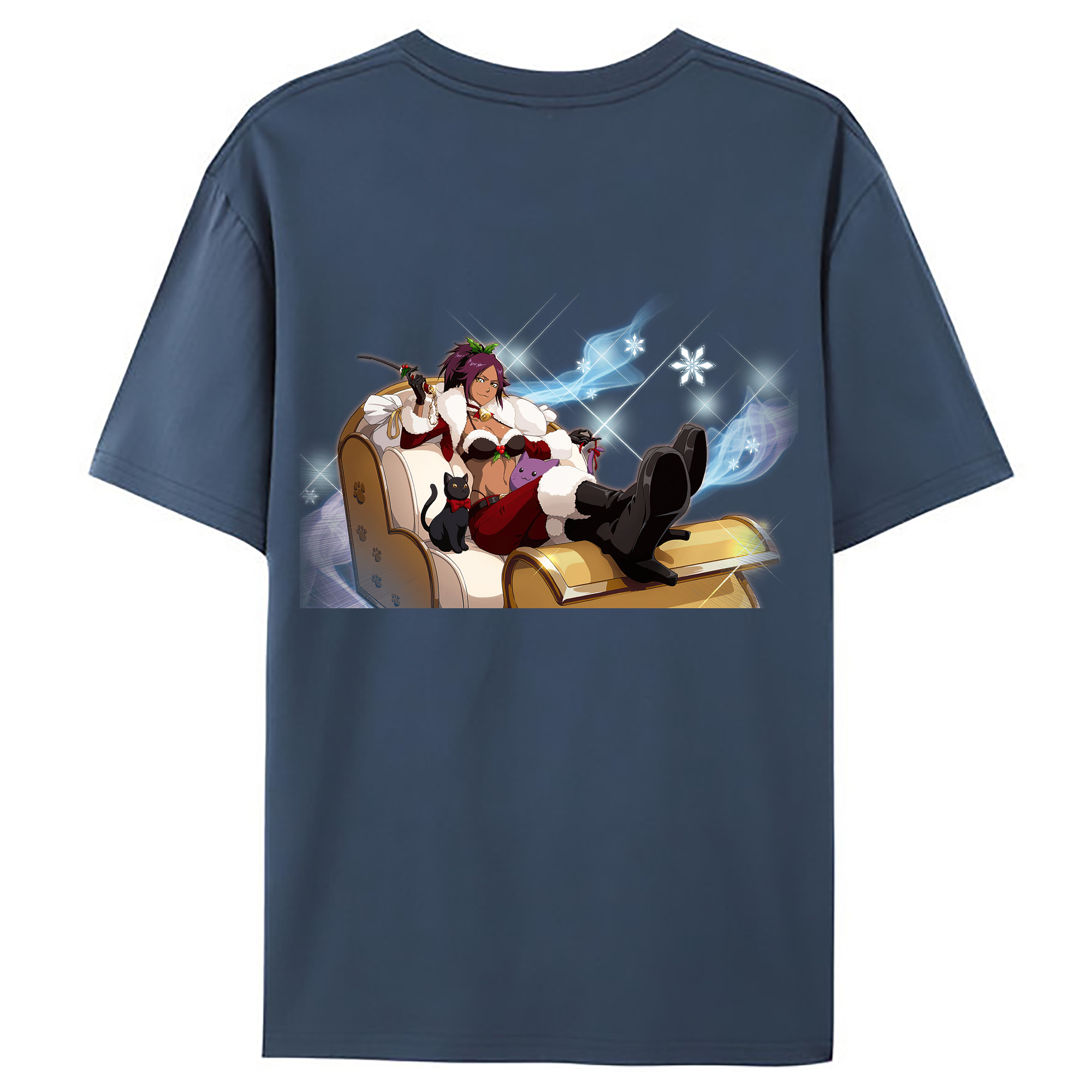 （画像用） ブリーチ 四楓院 夜一（しほういん よるいち） BLEACH Shihouin Yoruichi 綿100％ メンズ半袖Tシャツ（バックプリント） 通気性